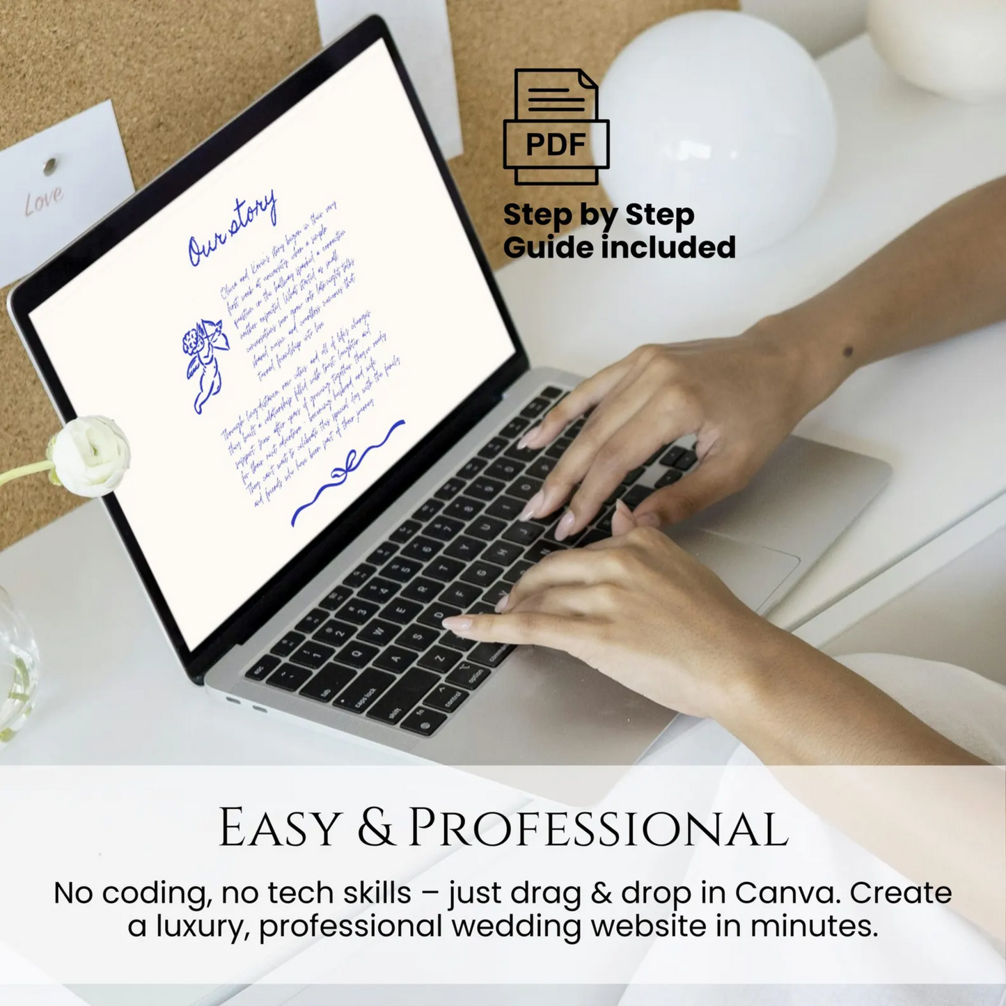 Luxury Wedding Website Template one pager | Whimsical Doodle Floral Aesthetic