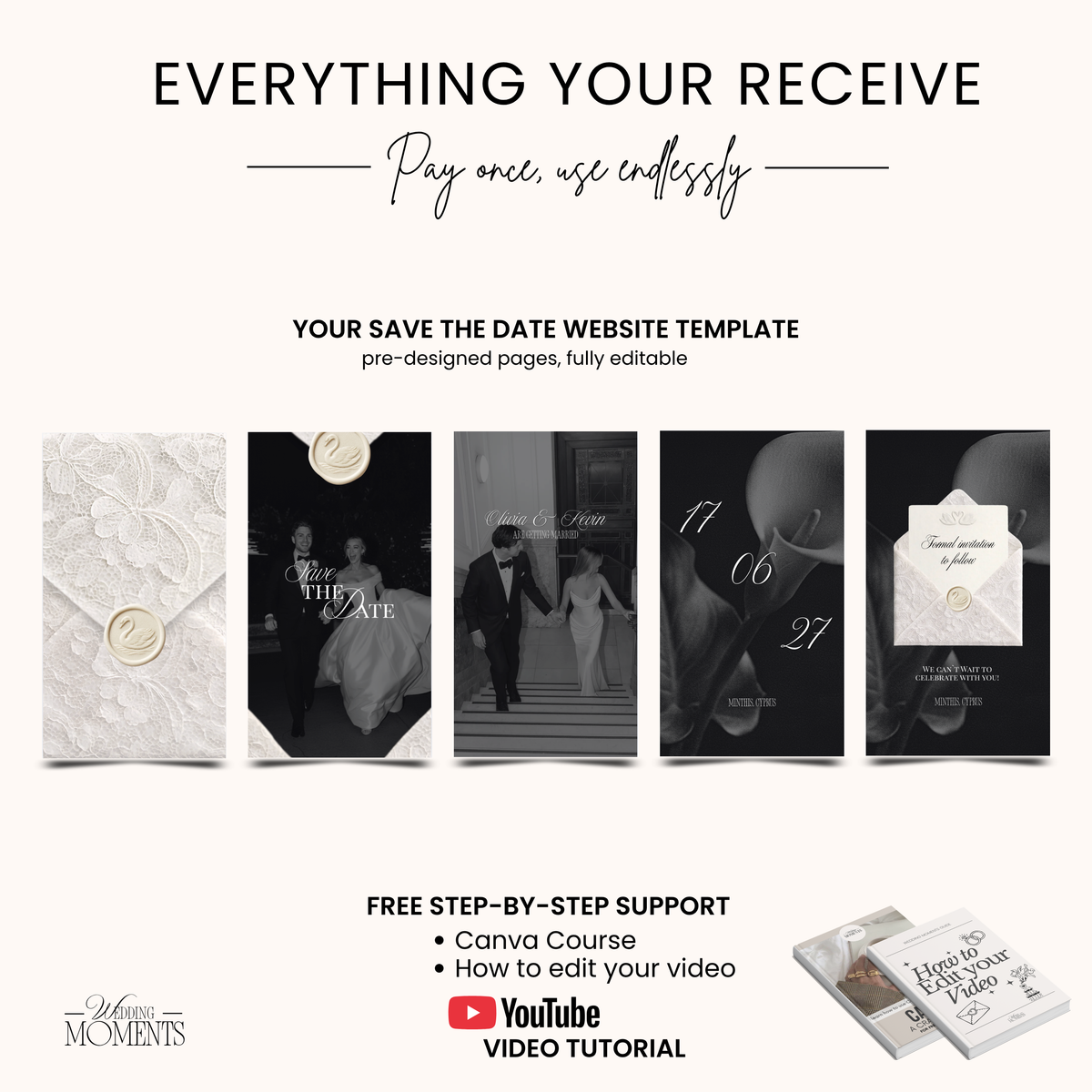 Save the Date Video Template | White Envelope V001 Wedding Moments Digital Download Wedding Moments