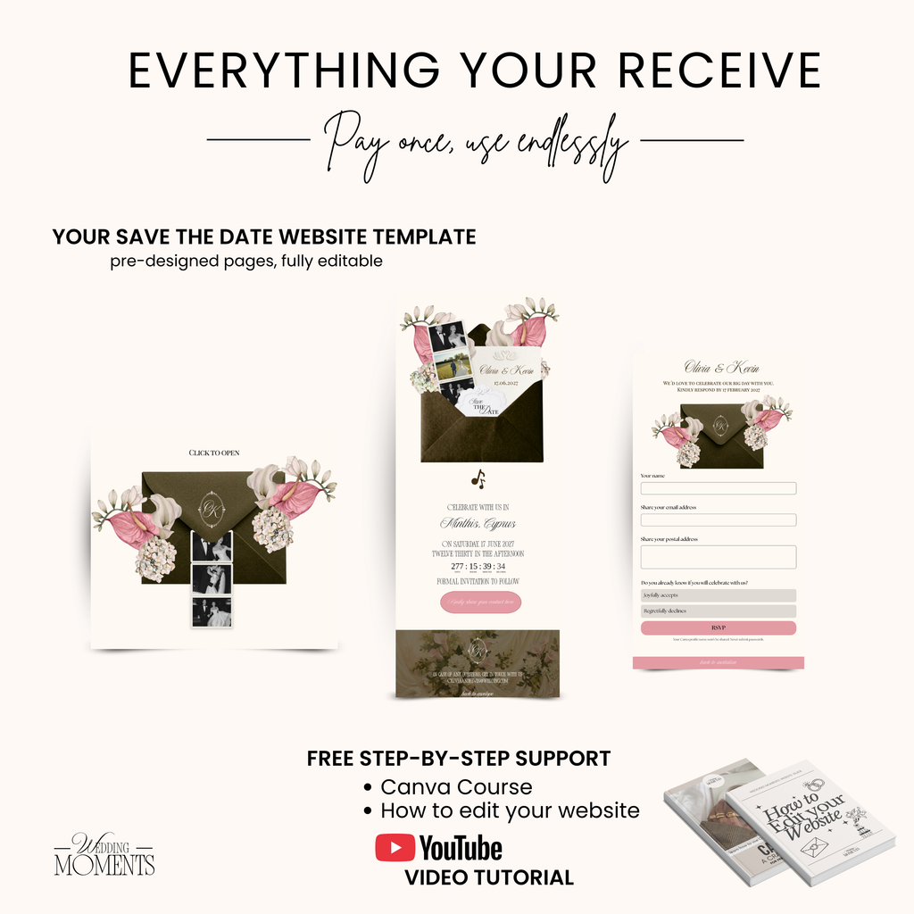 Save the Date Website Template | Olive green Envelope Photo Booth E007_3