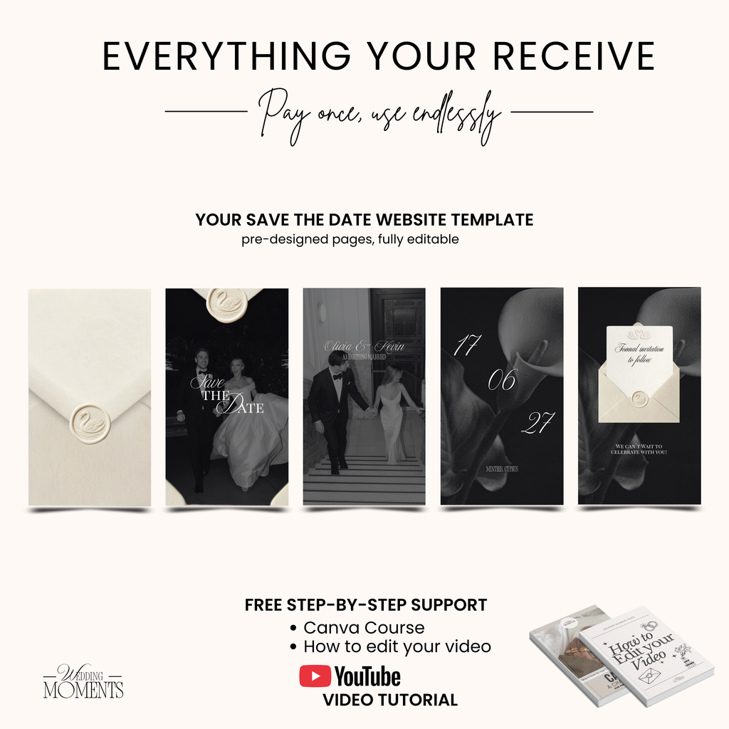 Save the Date Website Template | Floral Greige Envelope Old Money E005 (Copy)
