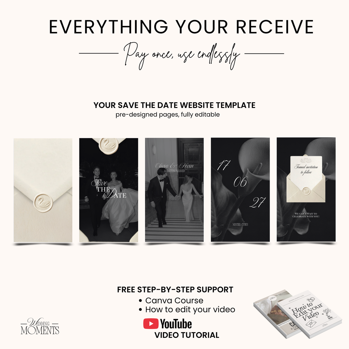 Save the Date Website Template | Floral Greige Envelope Old Money E005 (Copy)