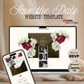 Save the Date Website Template | Olive green Envelope Photo Booth E007 Wedding Moments Digital Download Wedding Moments