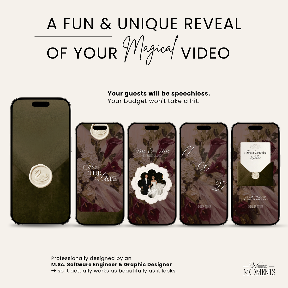 Save the Date Video Template | Olive green Envelope V003