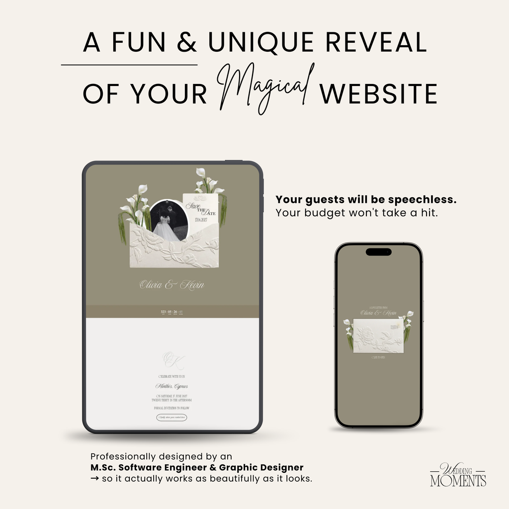 Save the Date Website Template | Floral ivory Envelope Old Money E004 Wedding Moments Digital Download Wedding Moments