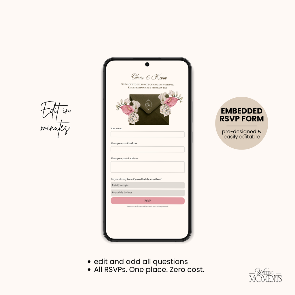 Save the Date Website Template | Olive green Envelope Photo Booth E007_3