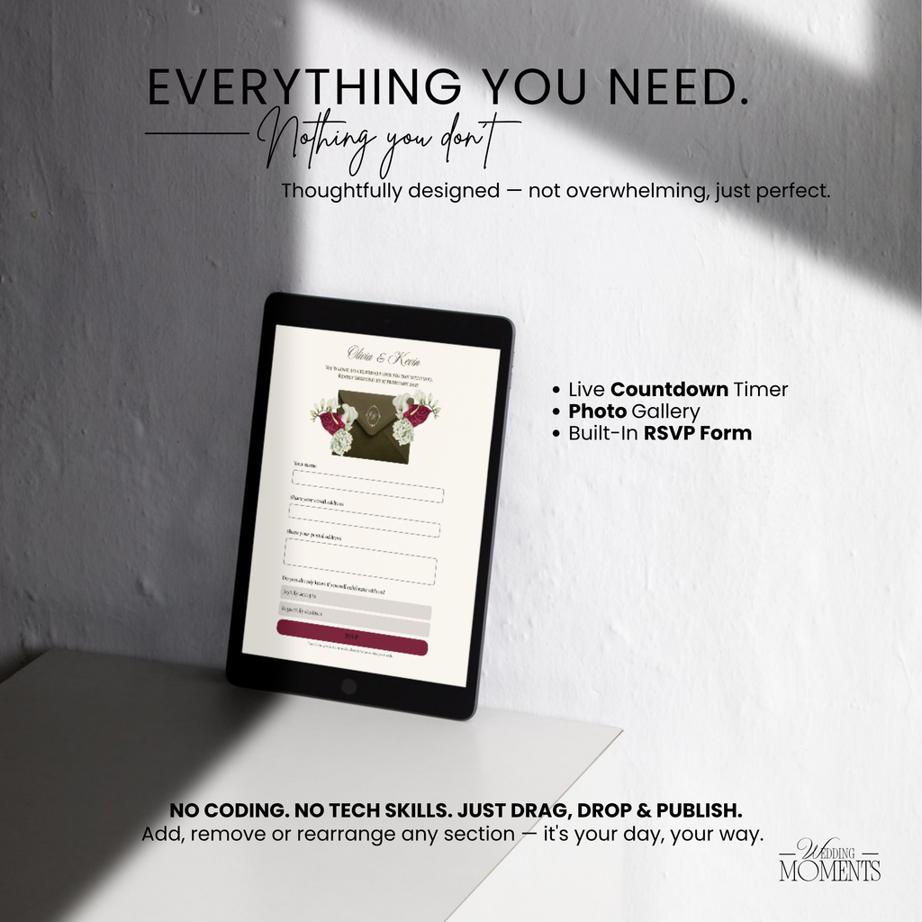 Save the Date Website Template | Floral Greige Envelope Old Money E005 (Copy)