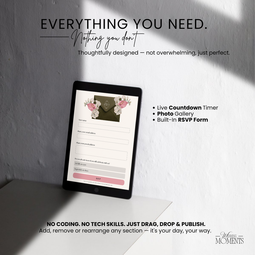 Save the Date Website Template | Olive green Envelope Photo Booth E007_3