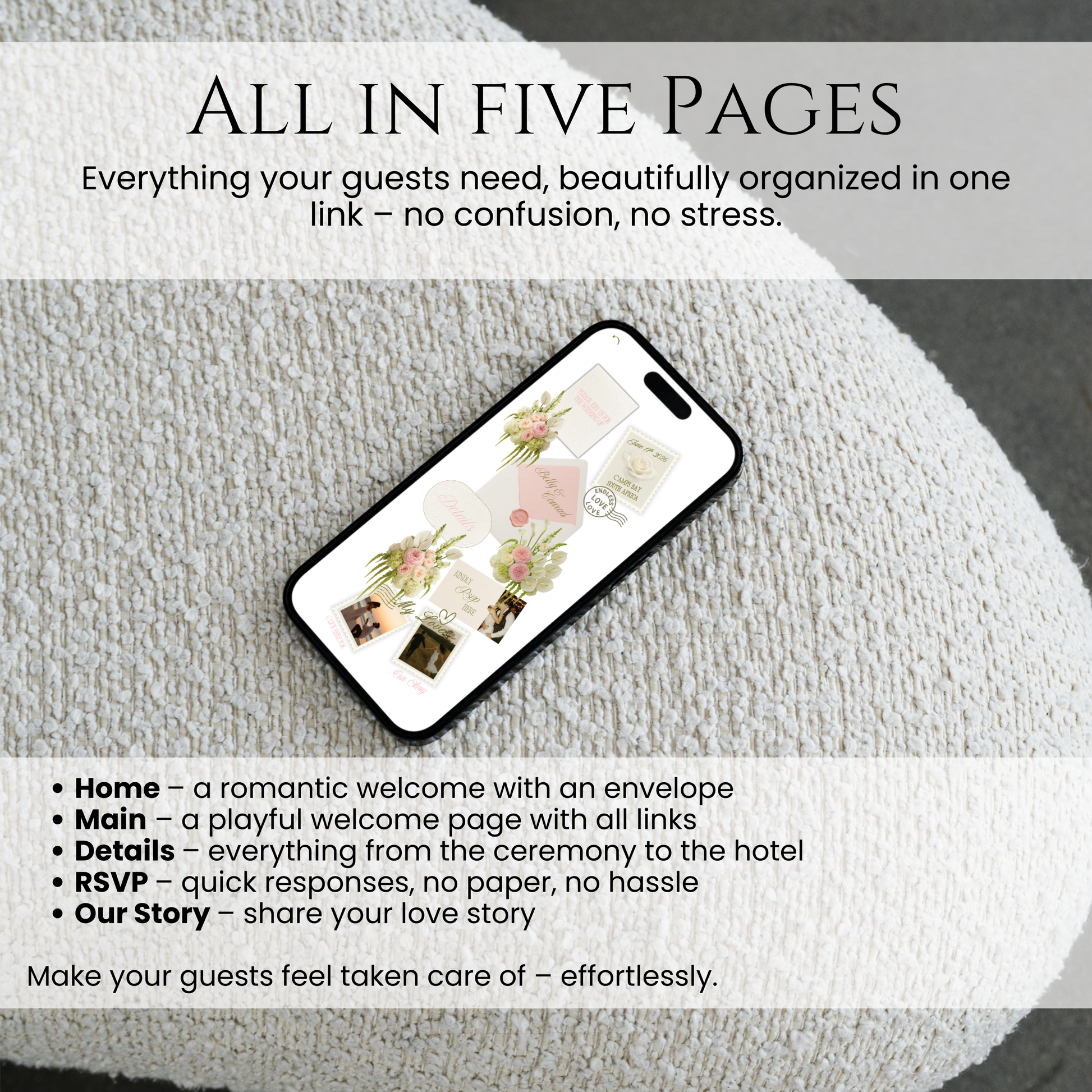 all in one wedding website envelope trend pink floral soft pastel wedding website