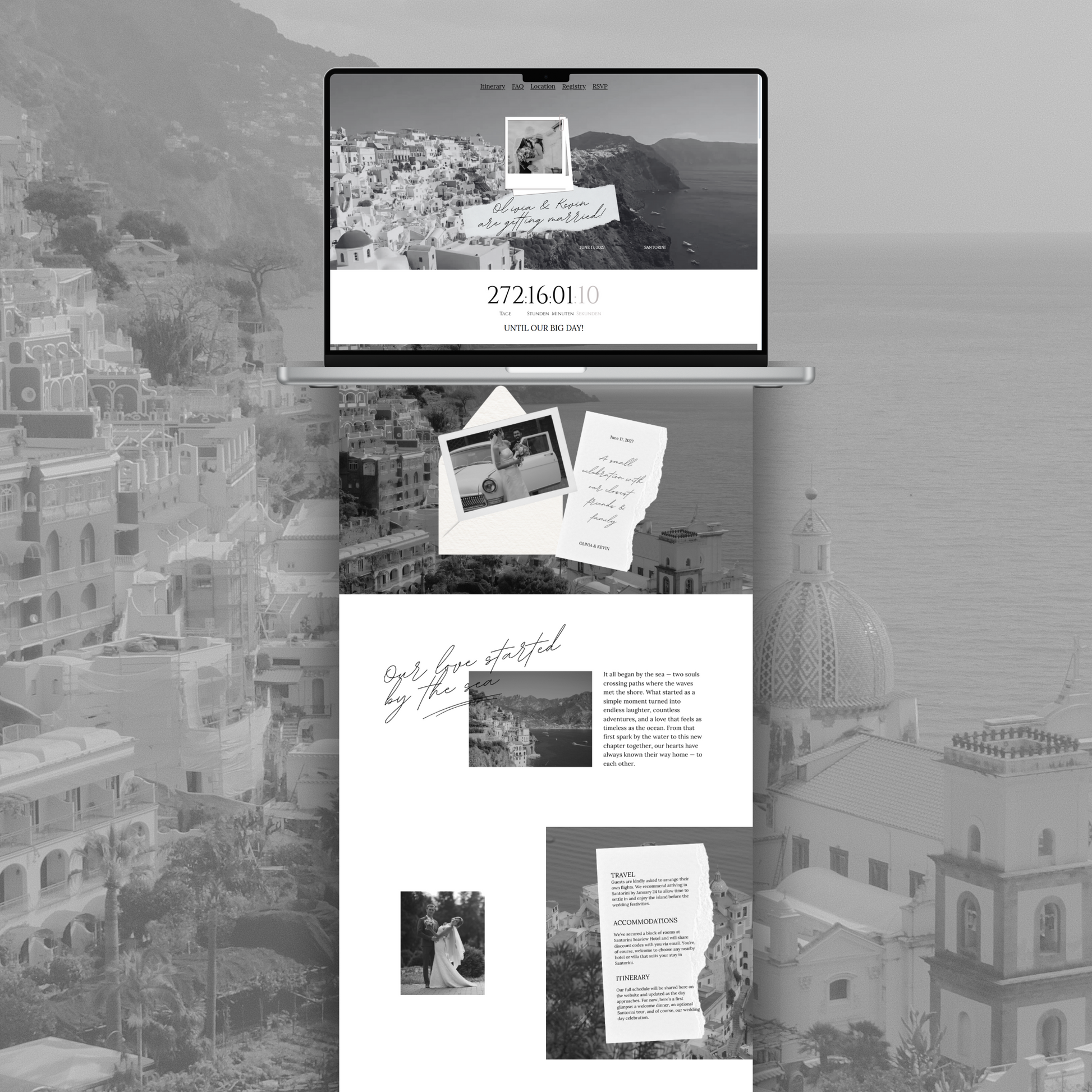 Destination Black and White Wedding Website Ialian Coast