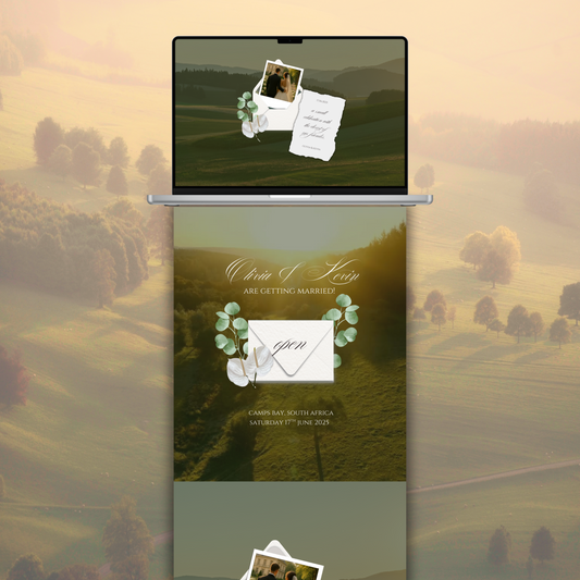 Save the Date Wedding Website Template | Greenery Countryside Aesthetic