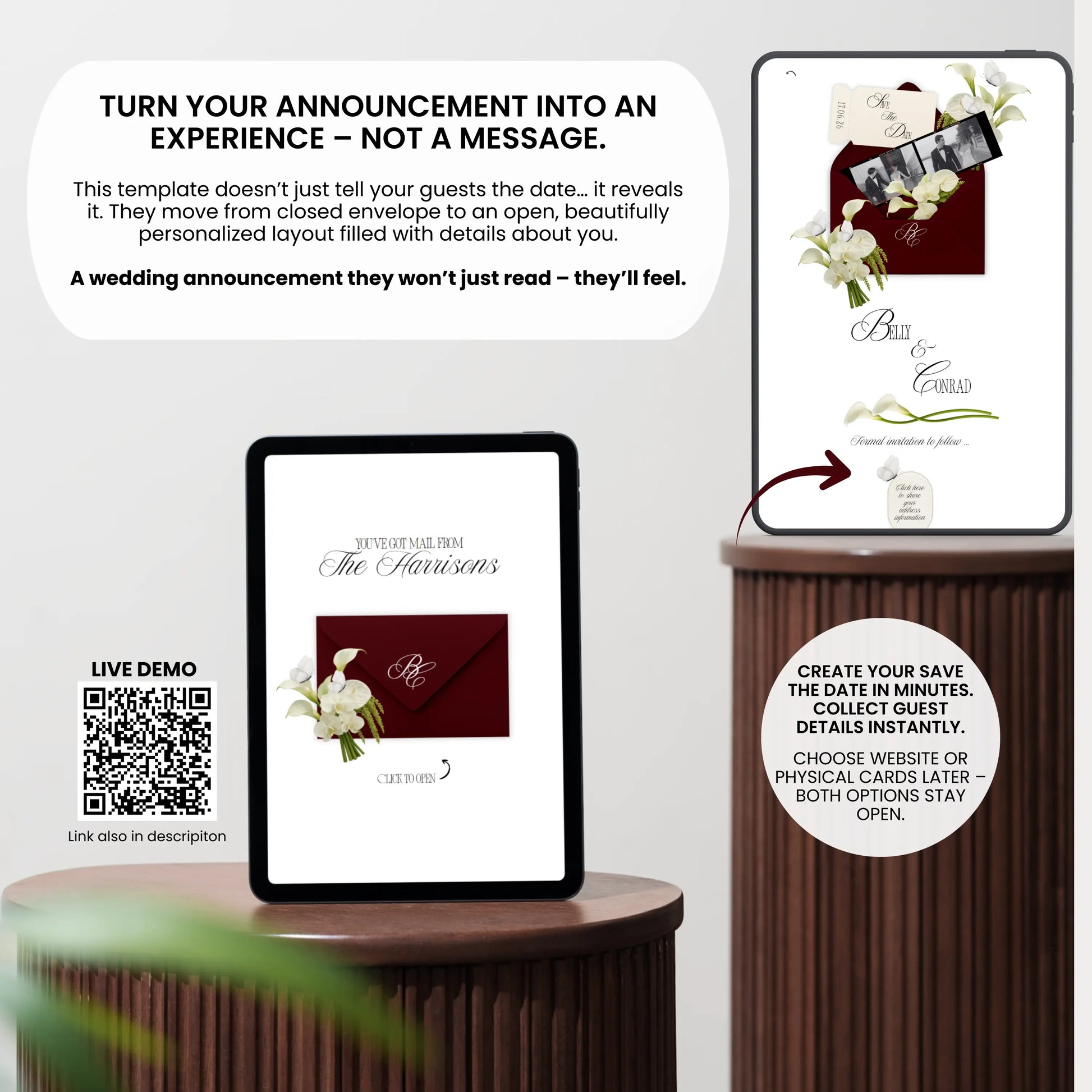 Interactive envelope animated wedding website design