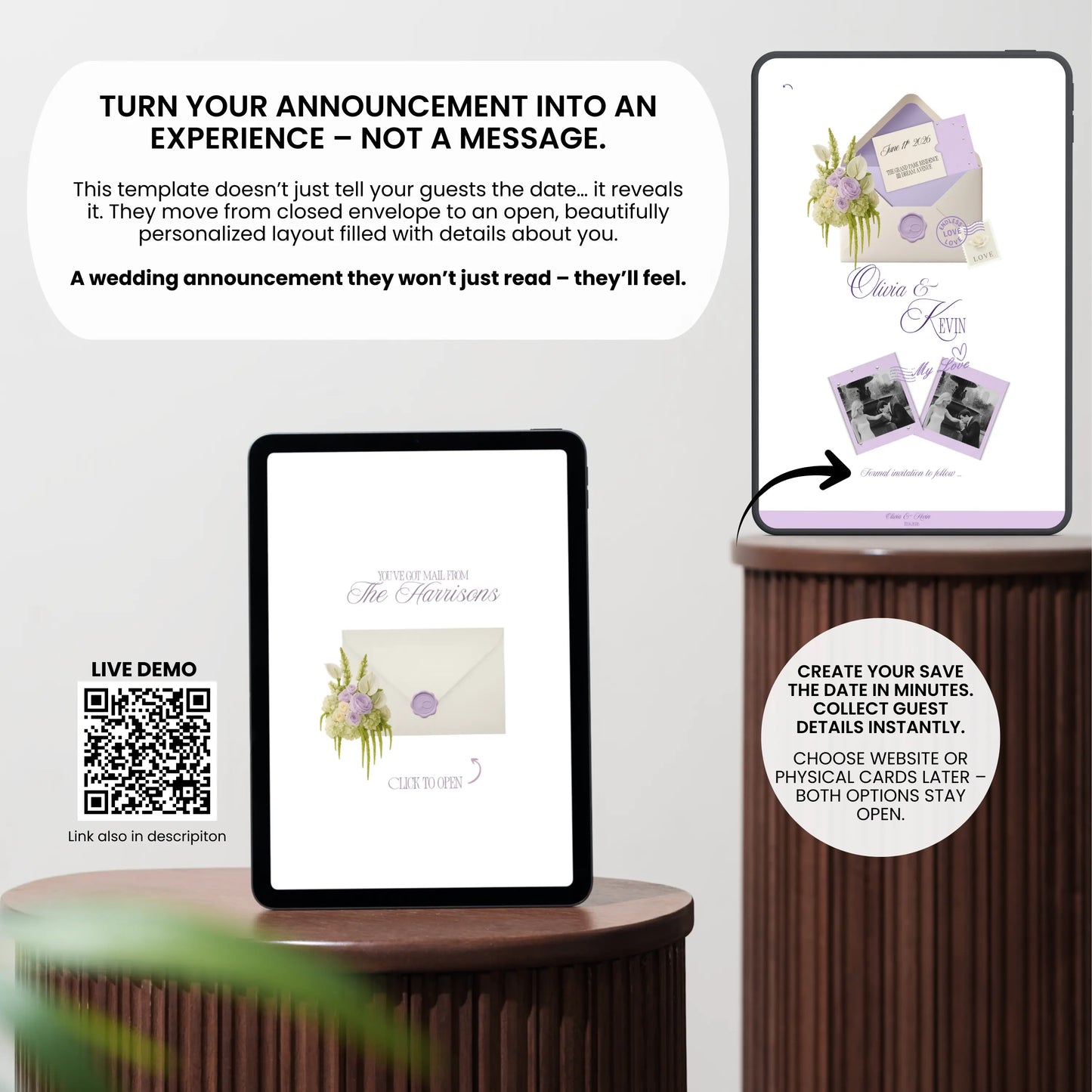 Animated envelope wedding website interactive user experience