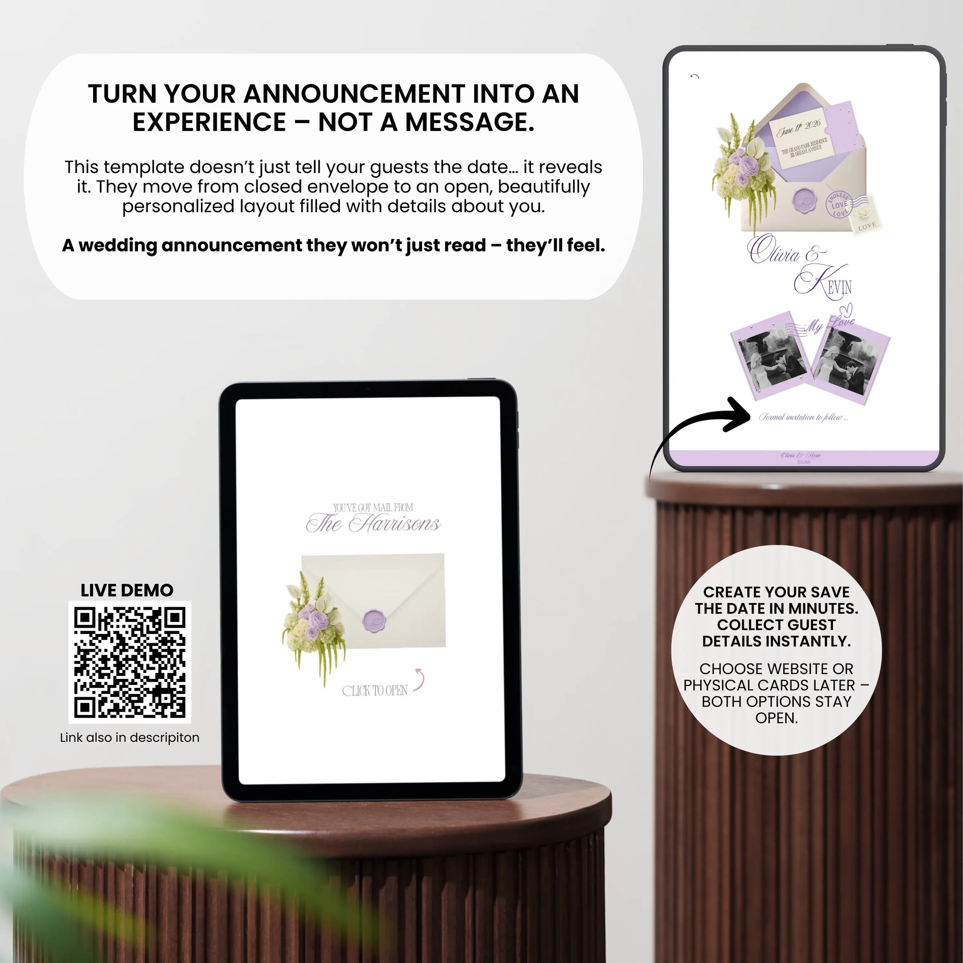 Animated envelope wedding website interactive user experience