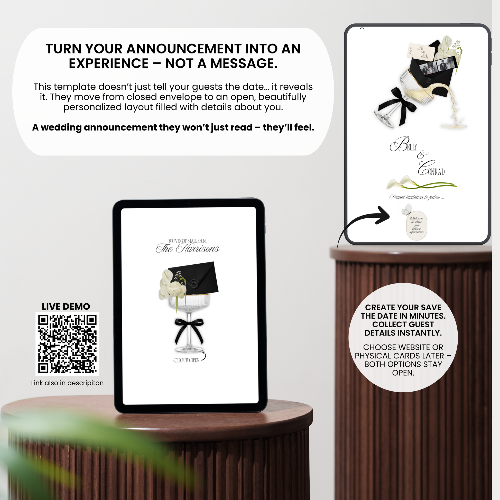 Animated save the date wedding website digital invitation experience