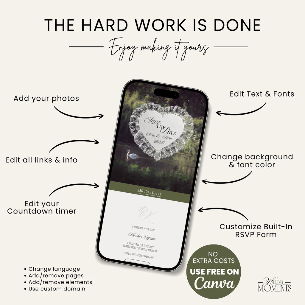 Save the Date Website Template | Countryside Green Sage Old Money E003 (Kopie) Wedding Moments Digital Download Wedding Moments