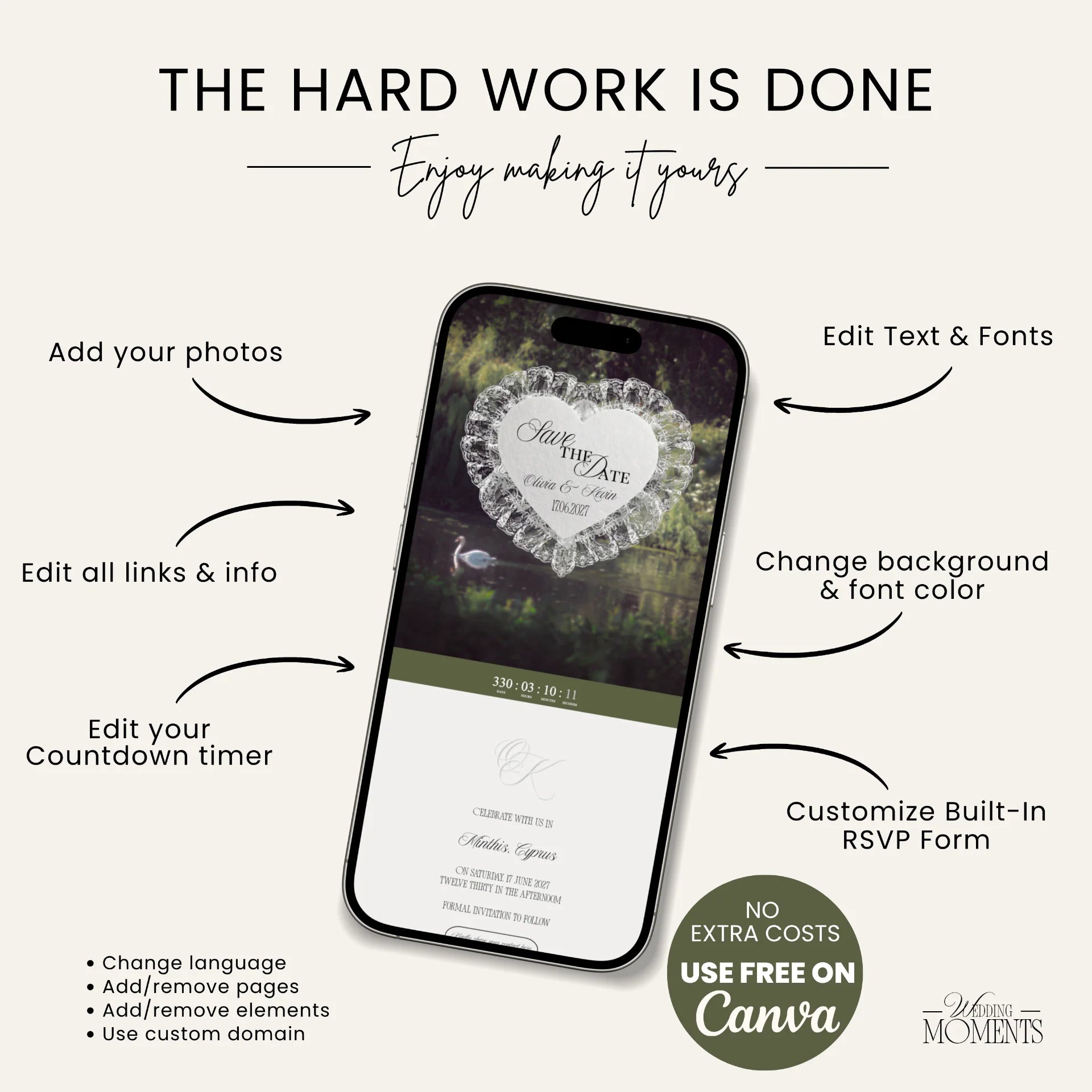 Save the Date Website Template | Countryside Green Sage Old Money E003 (Kopie) Wedding Moments Digital Download Wedding Moments