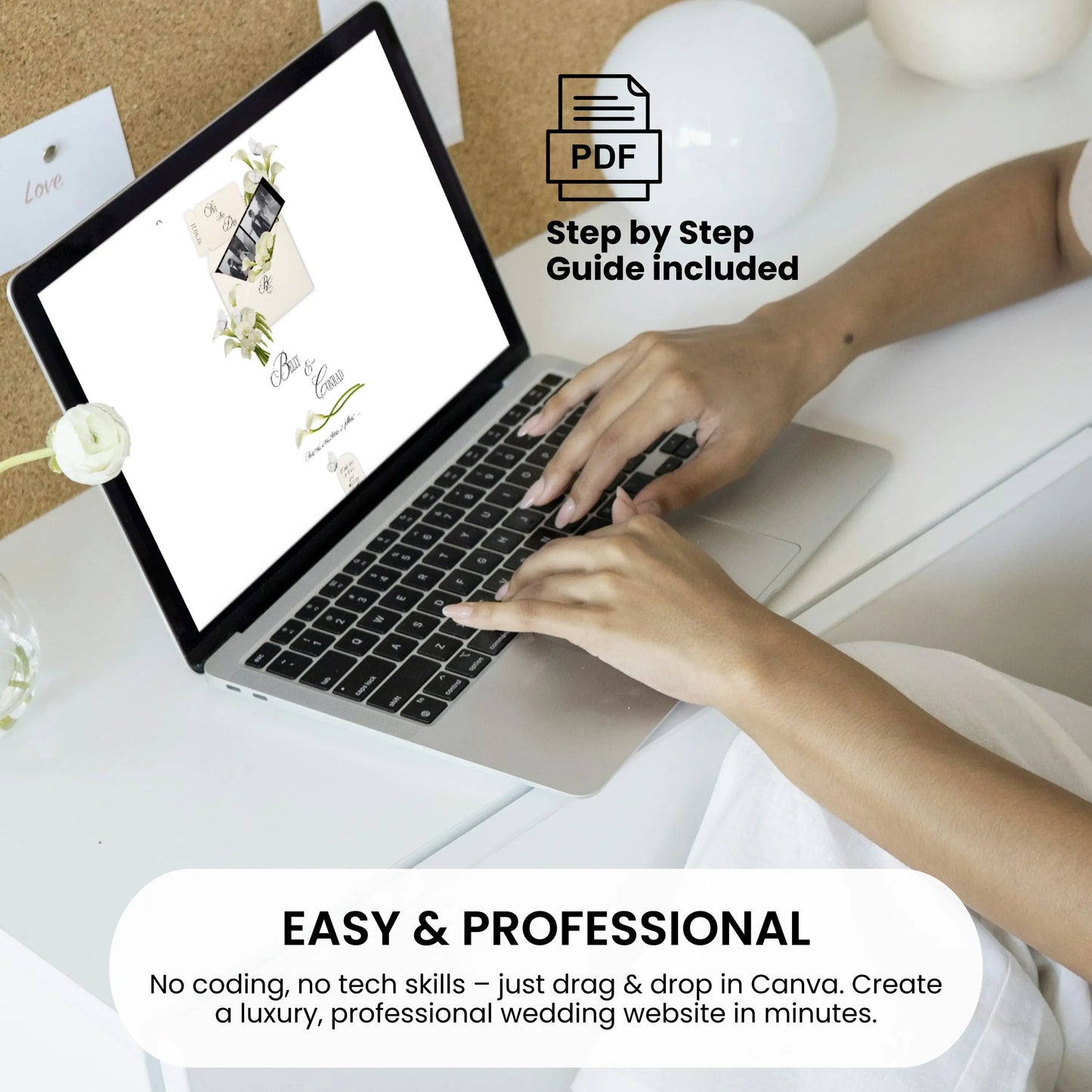 Easy editing save the date wedding website in Canva