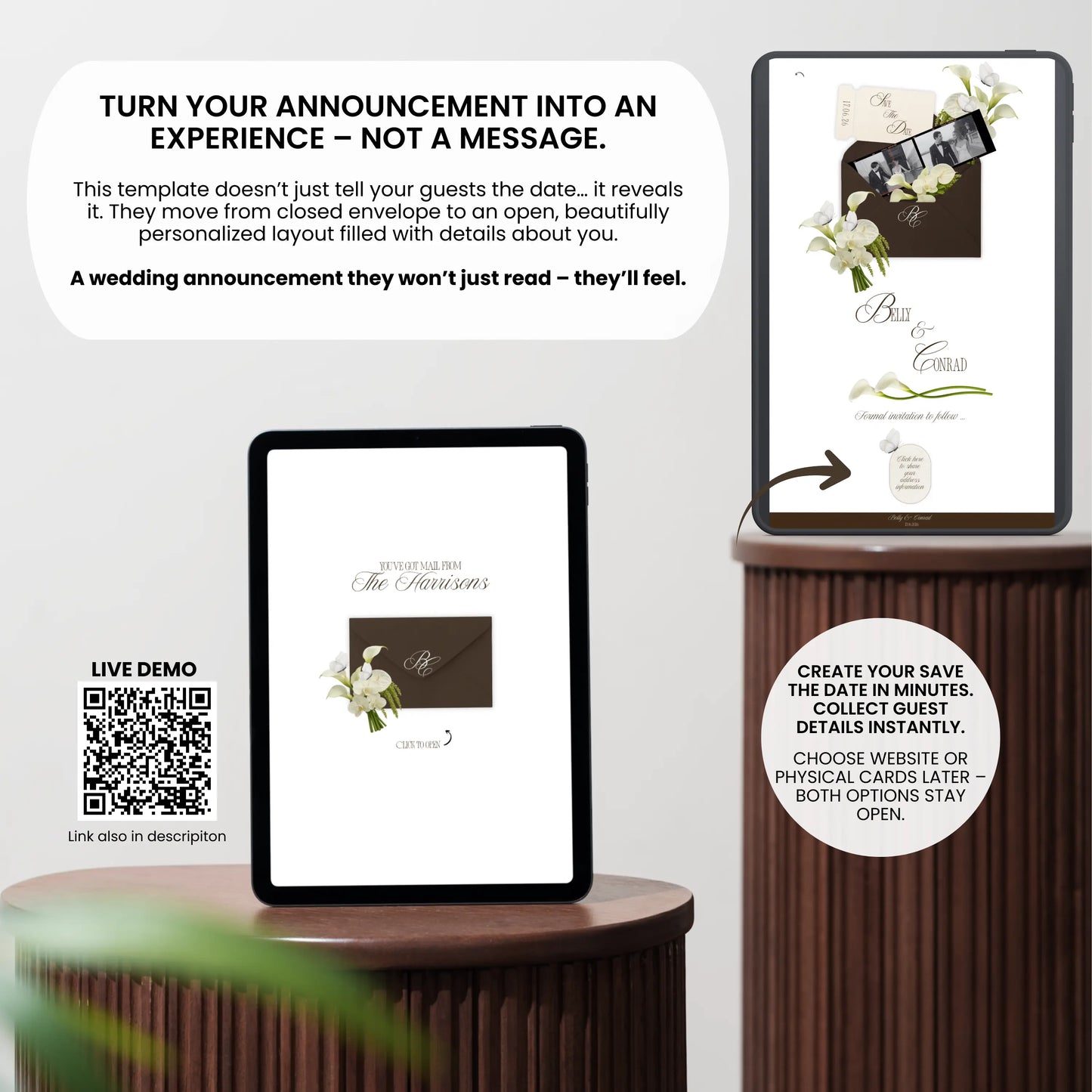 Easy editing Save the Date wedding website in Canva