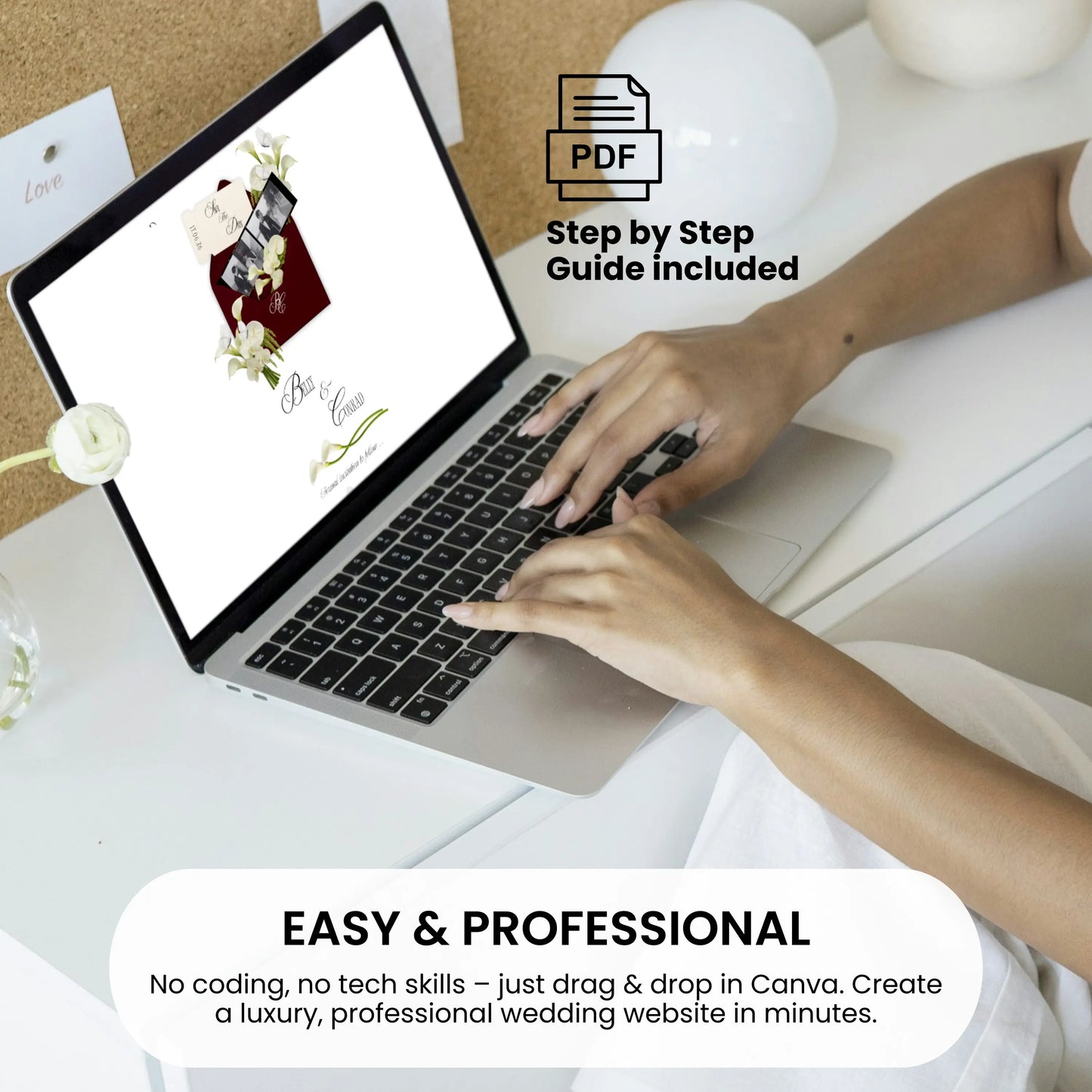 Easy to edit wedding website template in Canva