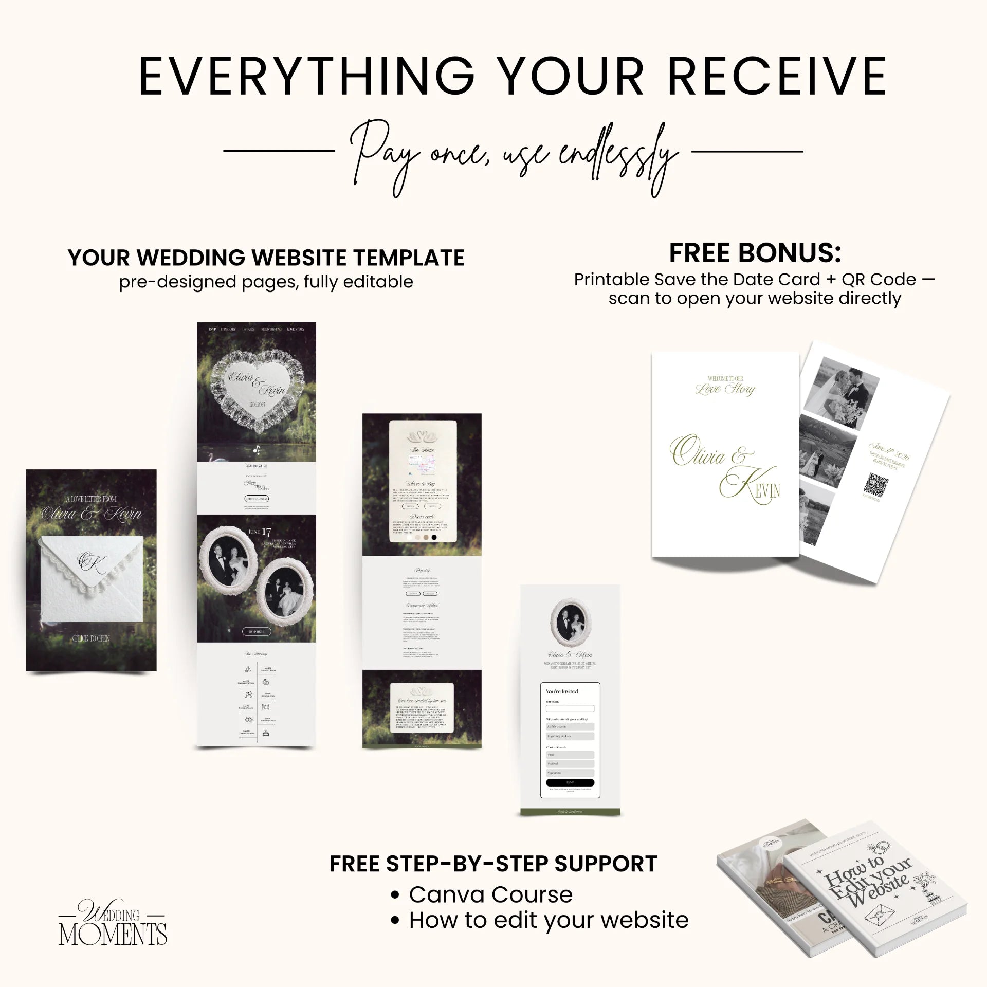 Wedding Website Template - Countryside green sage Wedding Old money E003 Wedding Moments Digital Download Wedding Moments