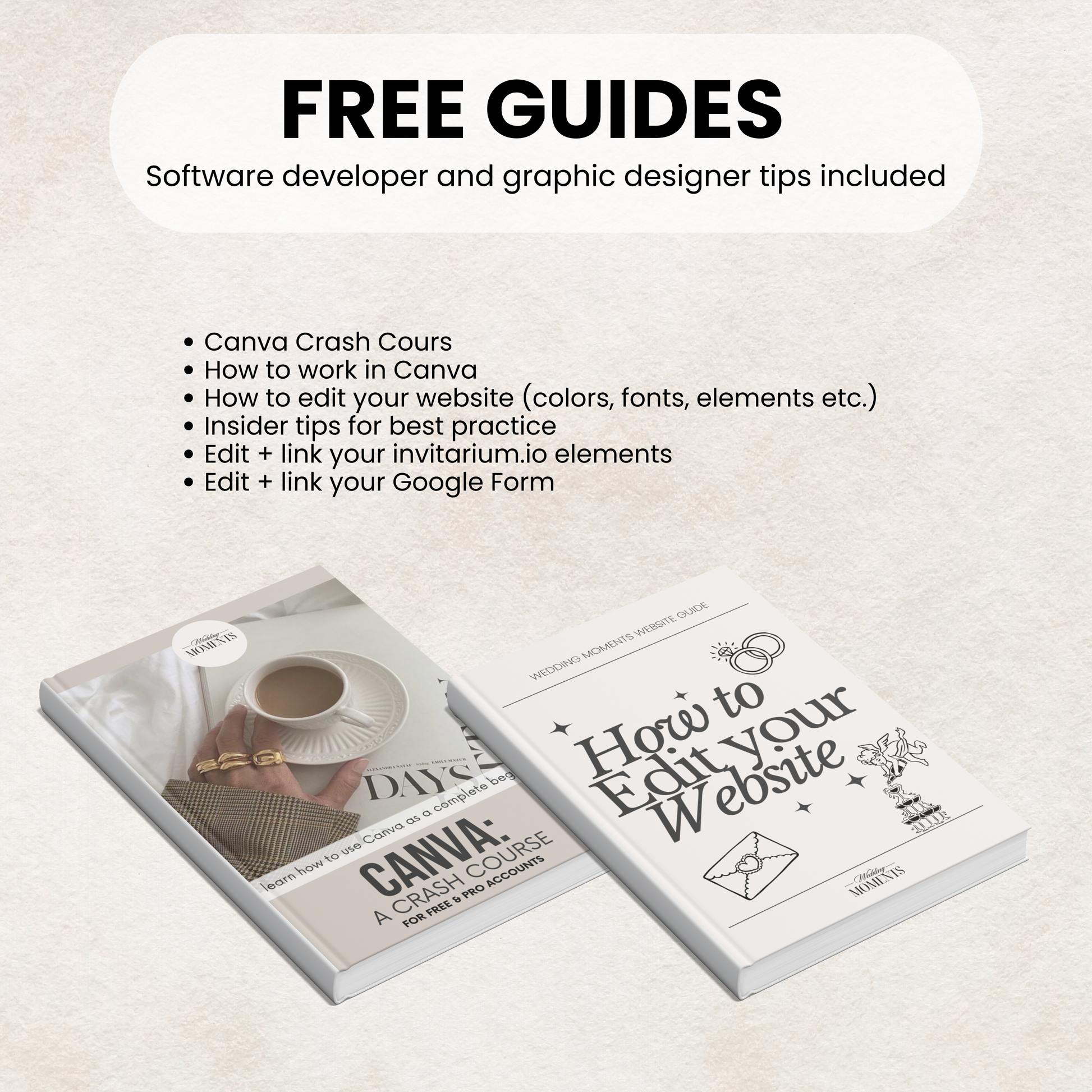 Canva wedding website template with free editing guides