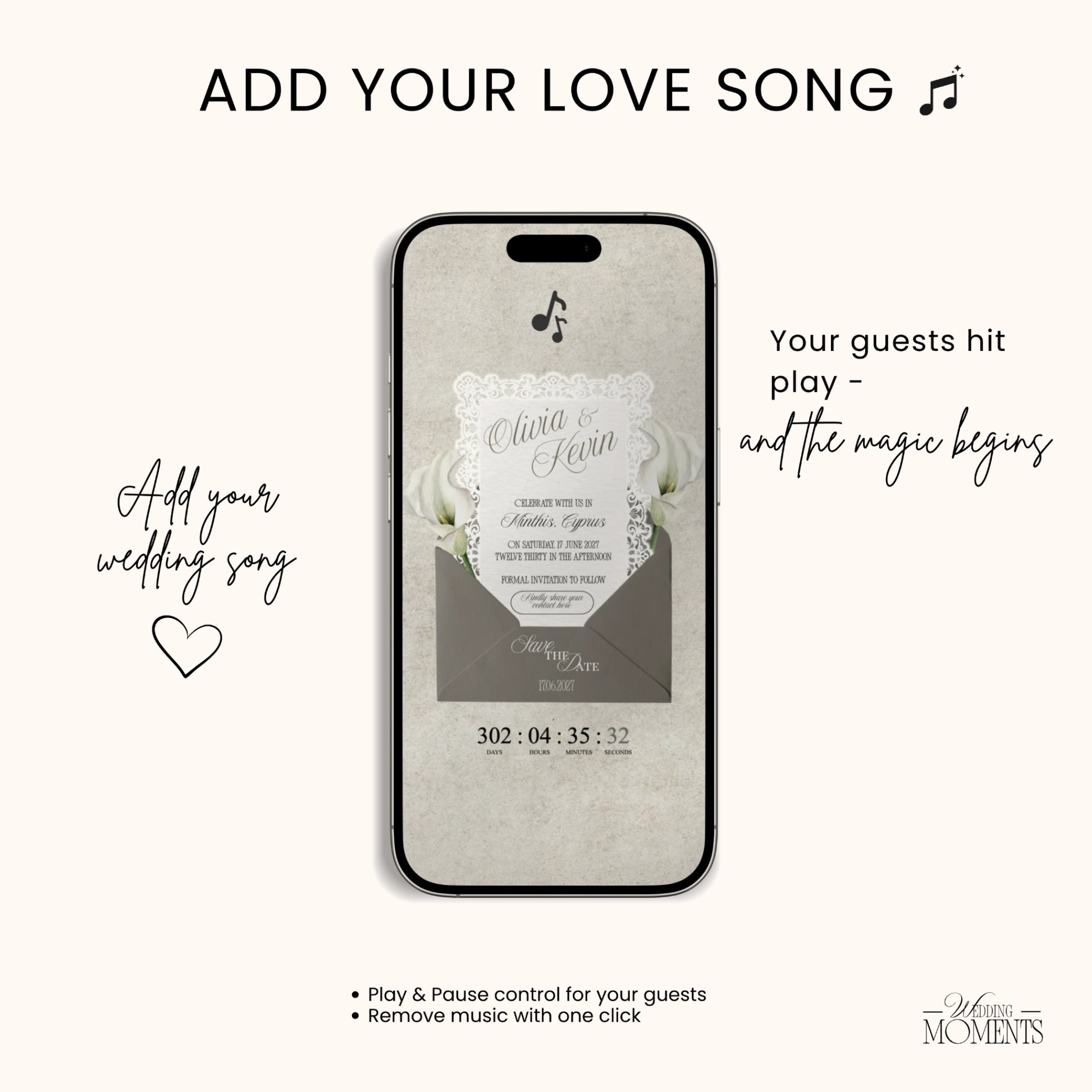 Save the Date Website Template | Floral Greige Envelope Old Money A001
