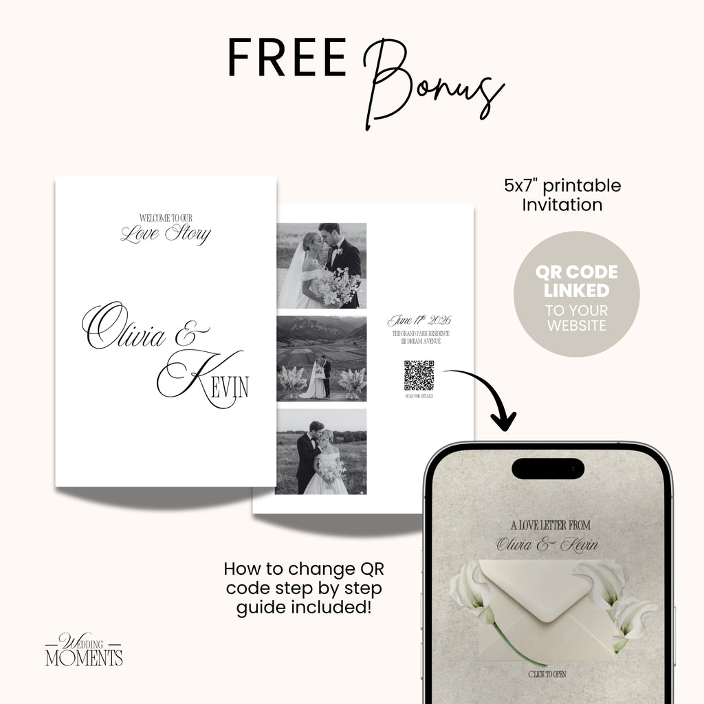 Save the Date Website Template | Floral Ivory Envelope Old Money A001_2 Wedding Moments Digital Download Wedding Moments