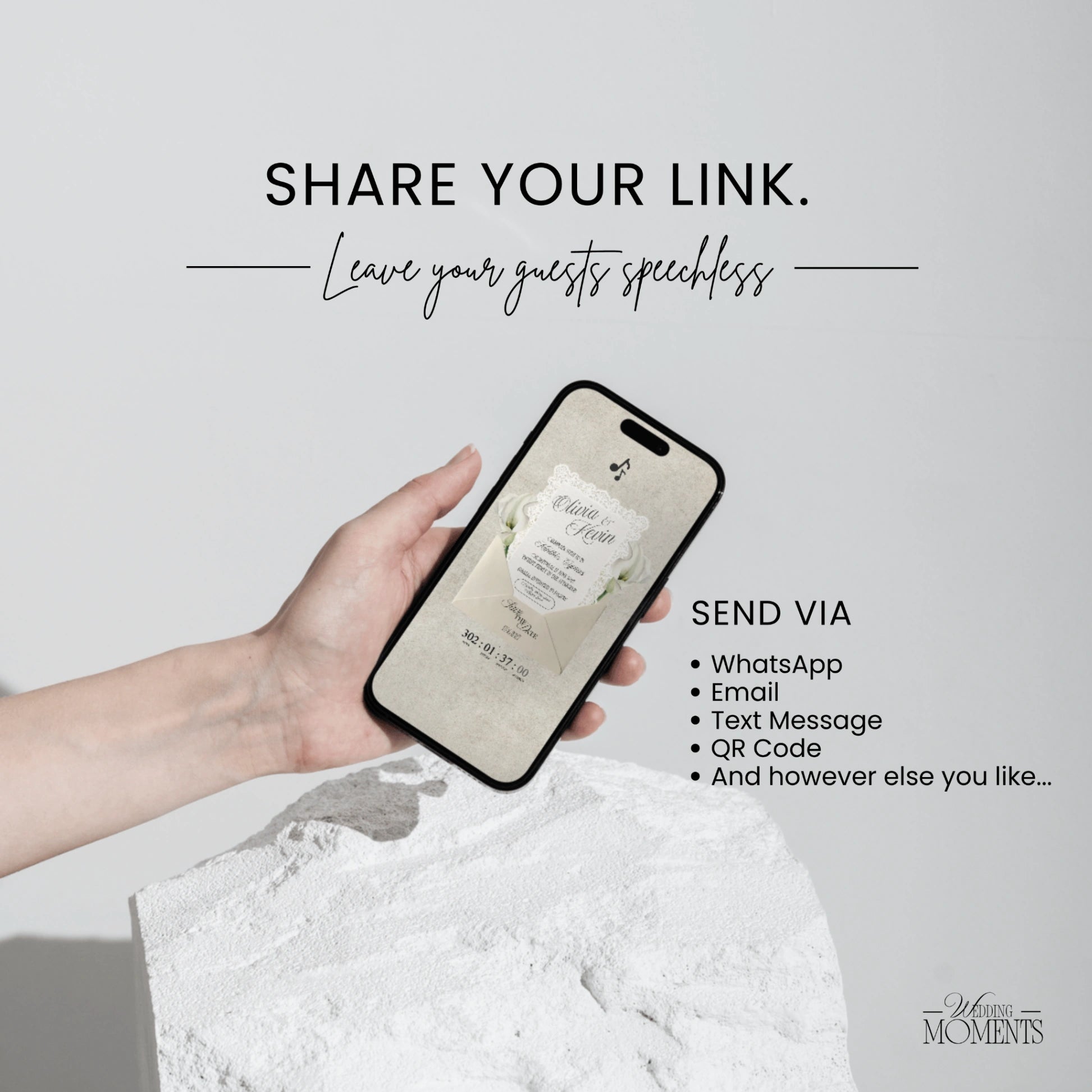 Save the Date Website Template | Floral Ivory Envelope Old Money A001_2 Wedding Moments Digital Download Wedding Moments