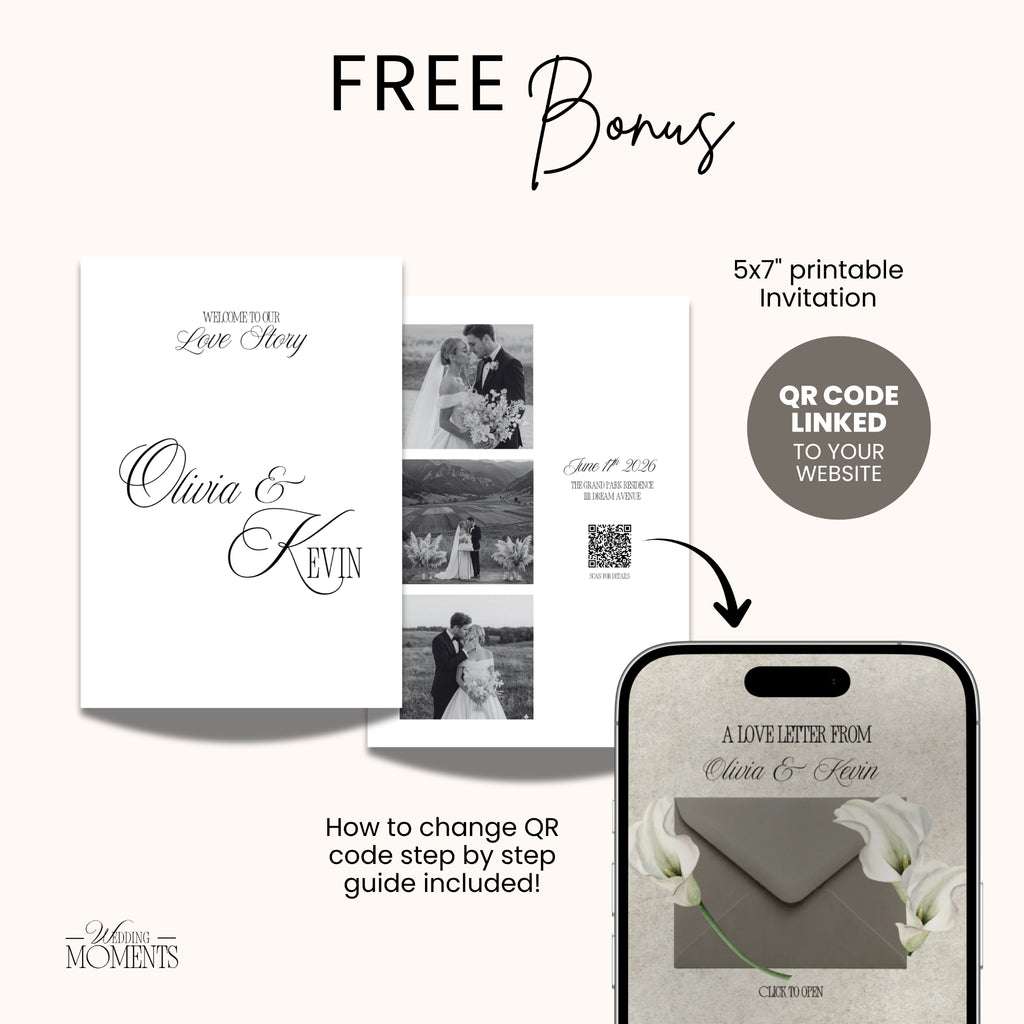 Save the Date Website Template | Floral Greige Envelope Old Money A001