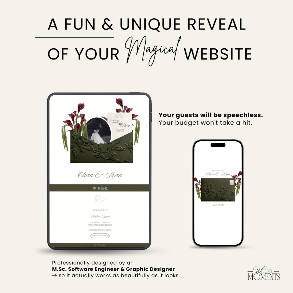 Save the Date Website Template | Olive Green  Envelope Old Money E005 (Kopie)