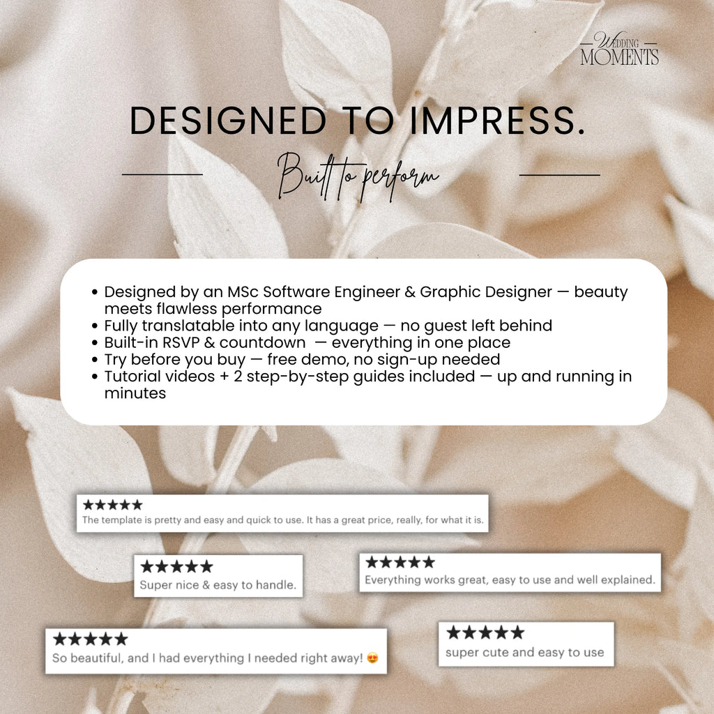 Save the Date Website Template | Floral Black and White Old Money E002 Wedding Moments Digital Download Wedding Moments