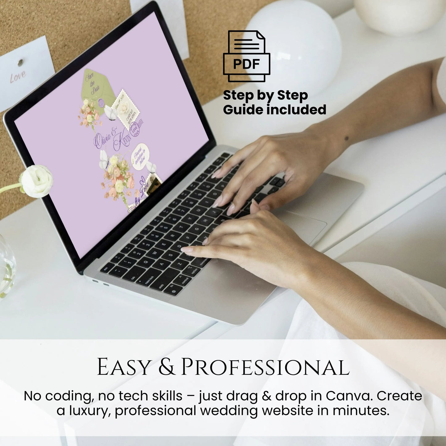 Editing wedding website template in Canva