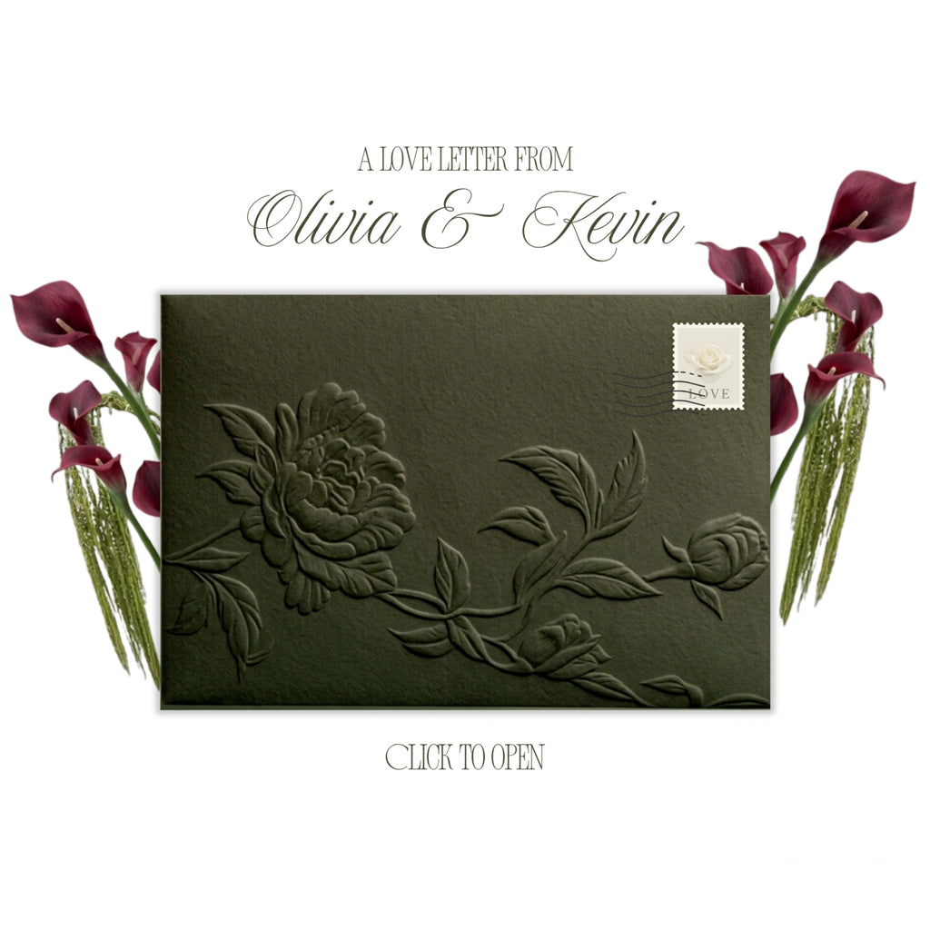 Save the Date Website Template | Olive Green  Envelope Old Money E005 (Kopie)