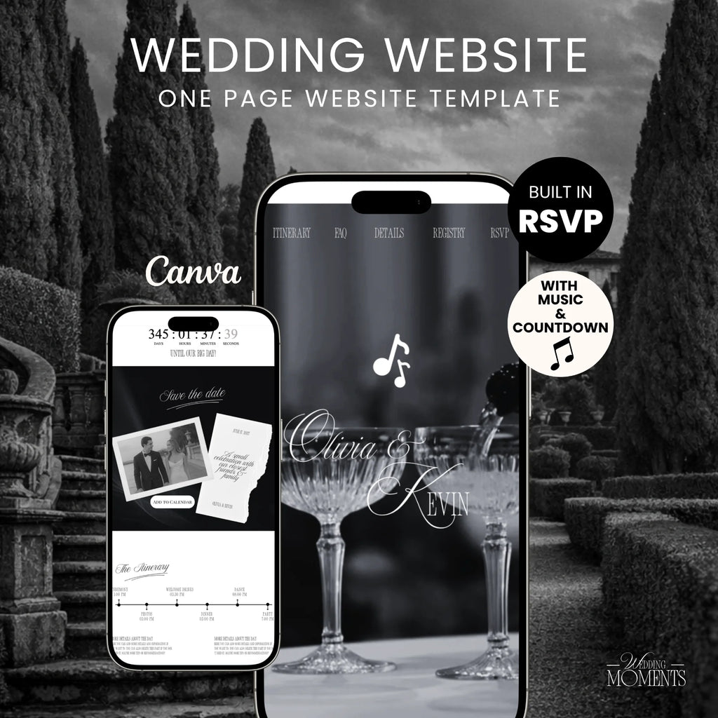 Wedding Website Template - Black & White Wedding Old money burgundy E006 Wedding Moments Digital Download Wedding Moments