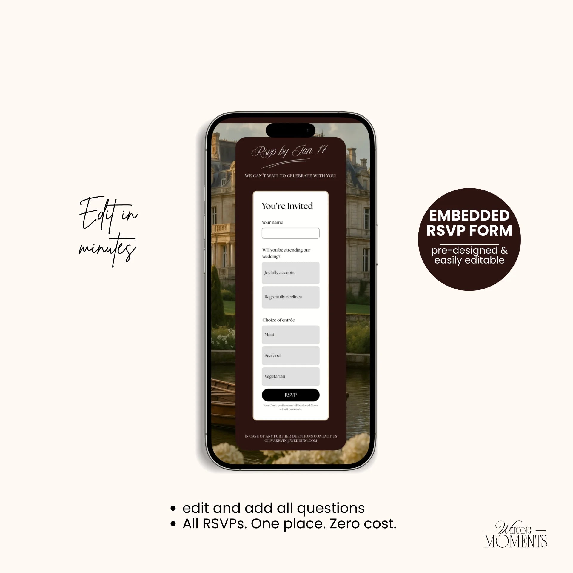Website für Hochzeitseinladungen mit Musik – RSVP-Website (Save the Date) Wedding Moments Digital Download Wedding Moments