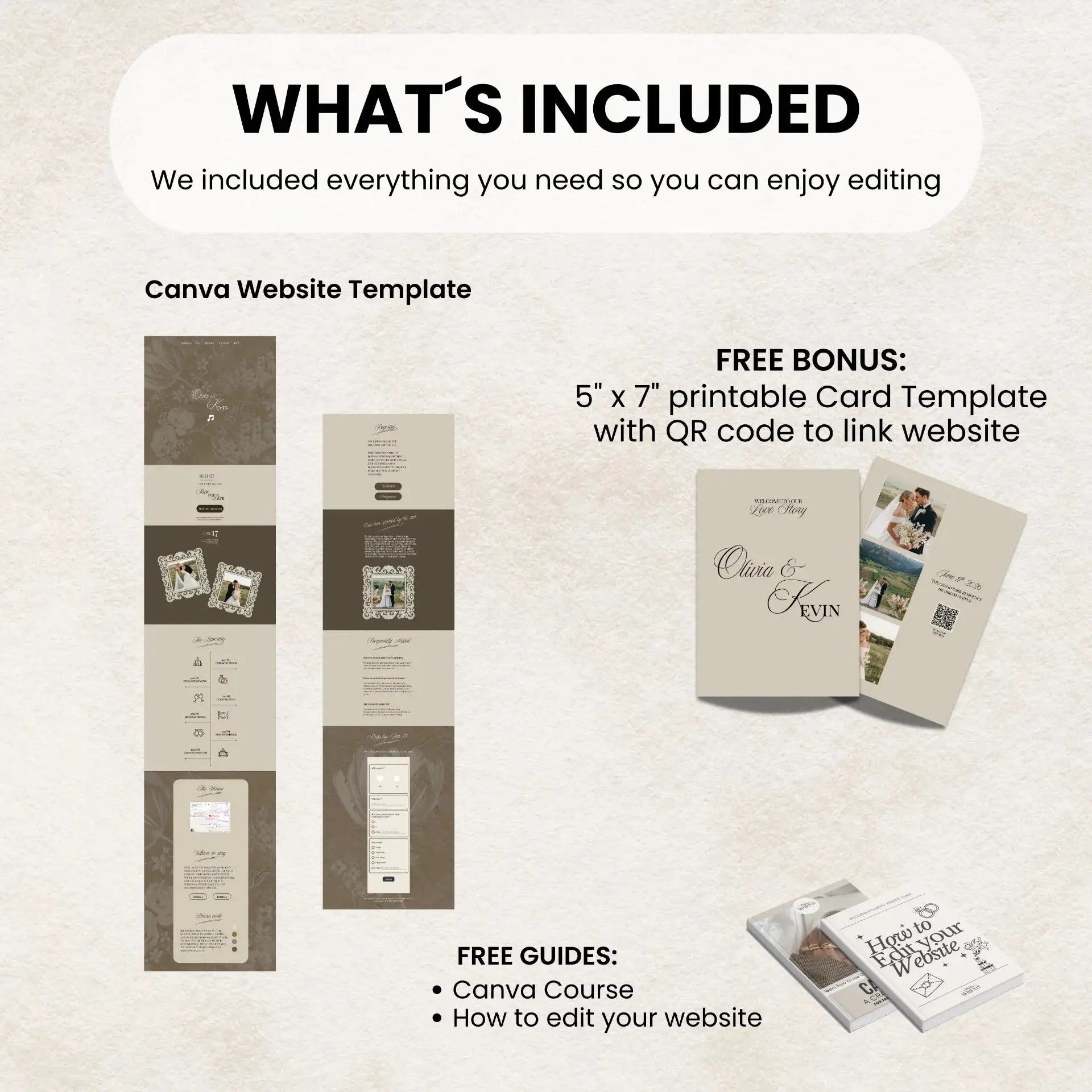 Beige Floral Wedding Invitation Website with music - RSVP Save the Date Website Wedding Moments  Wedding Moments