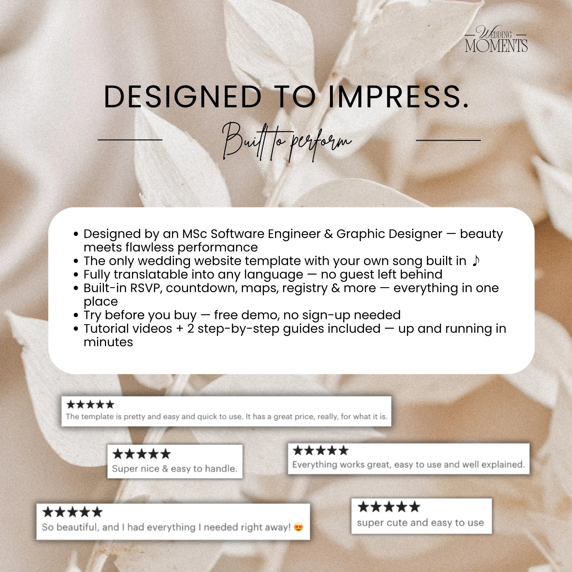 Website für Hochzeitseinladungen mit Musik – RSVP-Website (Save the Date) Wedding Moments Digital Download Wedding Moments