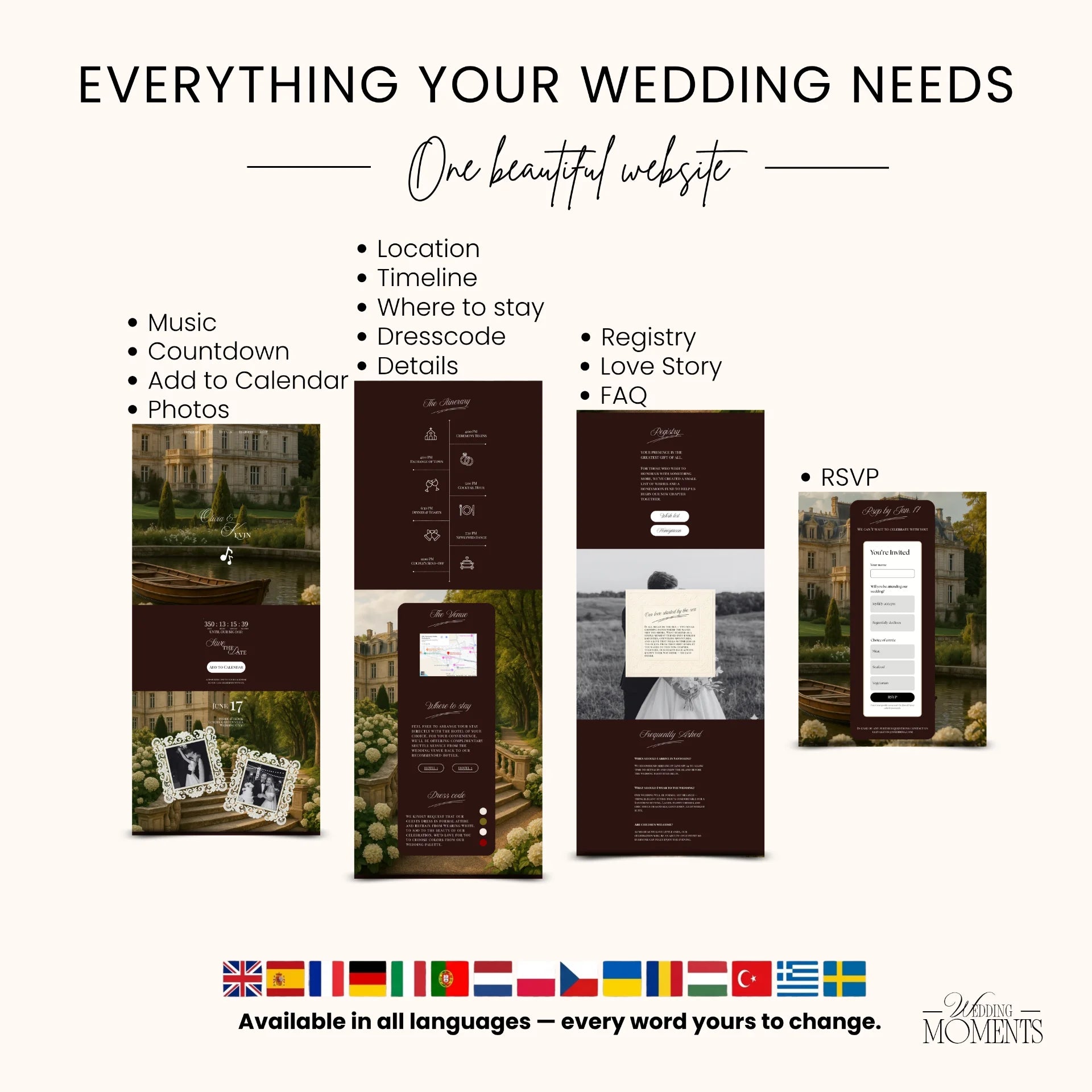 Website für Hochzeitseinladungen mit Musik – RSVP-Website (Save the Date) Wedding Moments Digital Download Wedding Moments