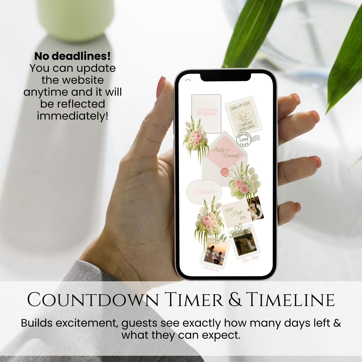 wedding countdown website wedding timeline hand drawn floral guest info