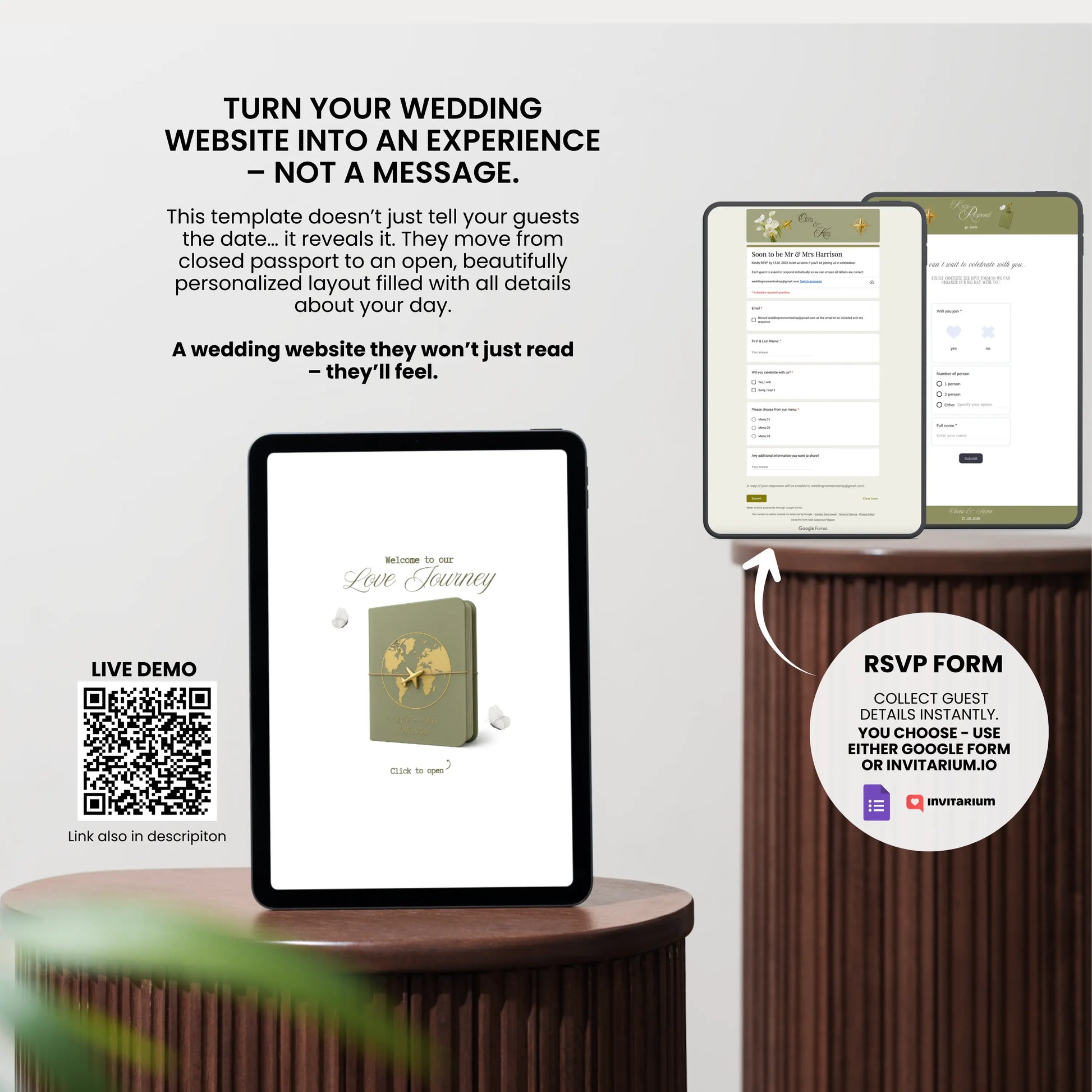 QR Code zur Demo der Hochzeitswebsite – Animated Wedding Website Template ausprobieren