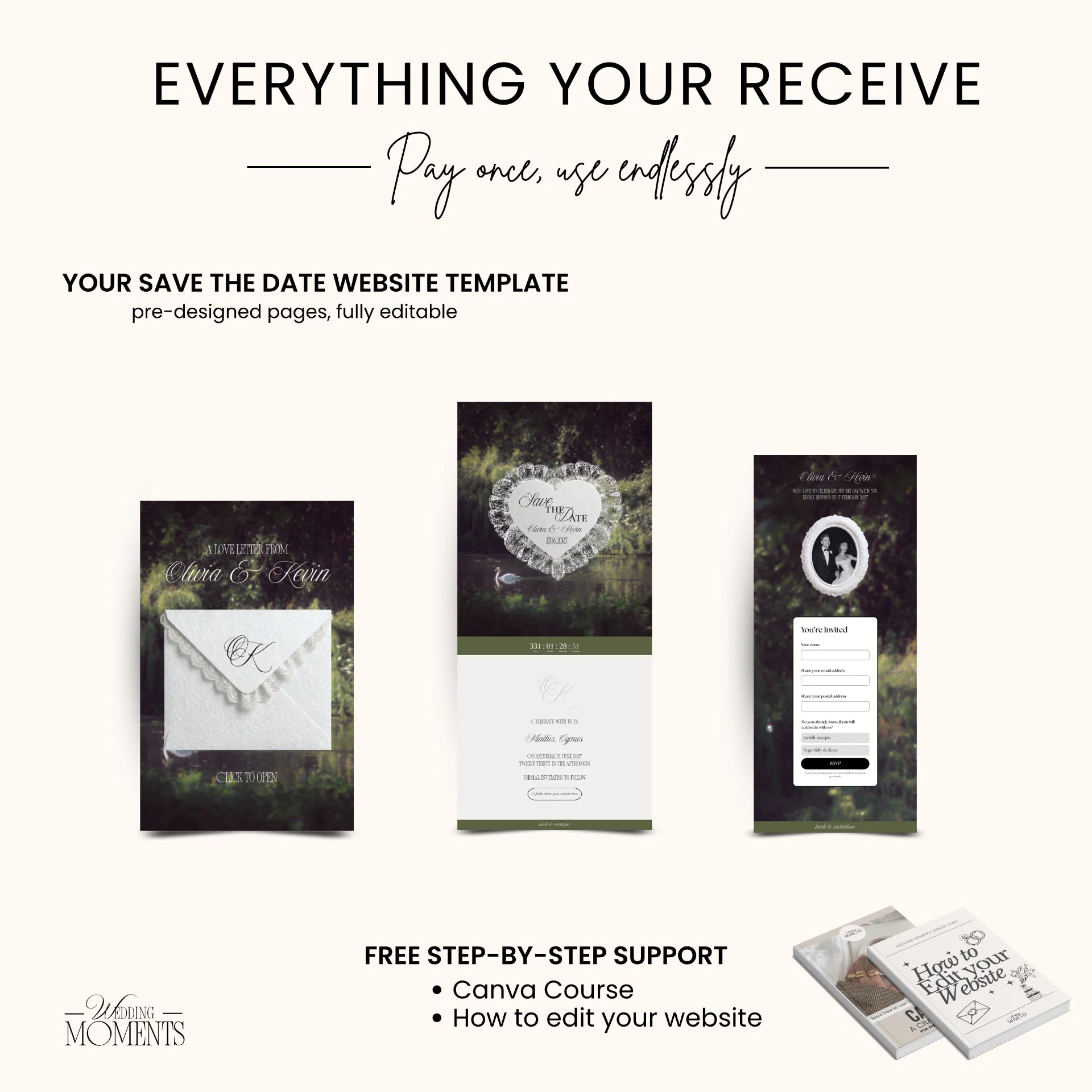 Save the Date Website Template | Countryside Green Sage Old Money E003 (Kopie) Wedding Moments Digital Download Wedding Moments