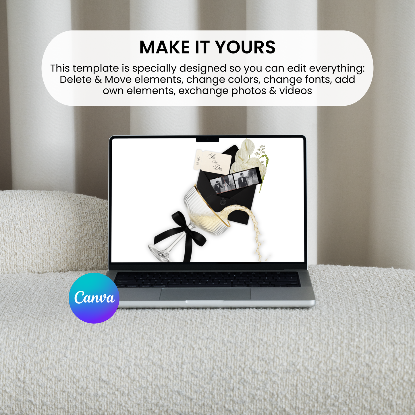 Luxury save the date wedding website with full customization options