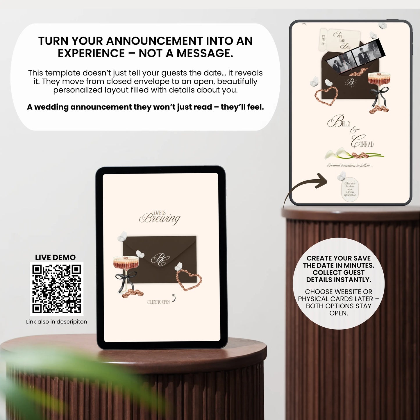 Luxury save the date wedding website live demo preview