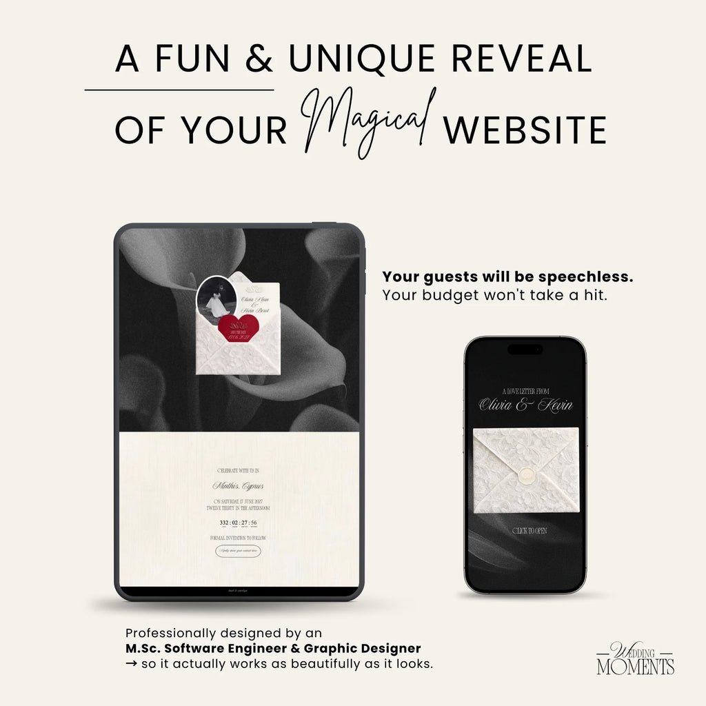 Save the Date Website Template | Black and White Old Money E001 Wedding Moments Digital Download Wedding Moments