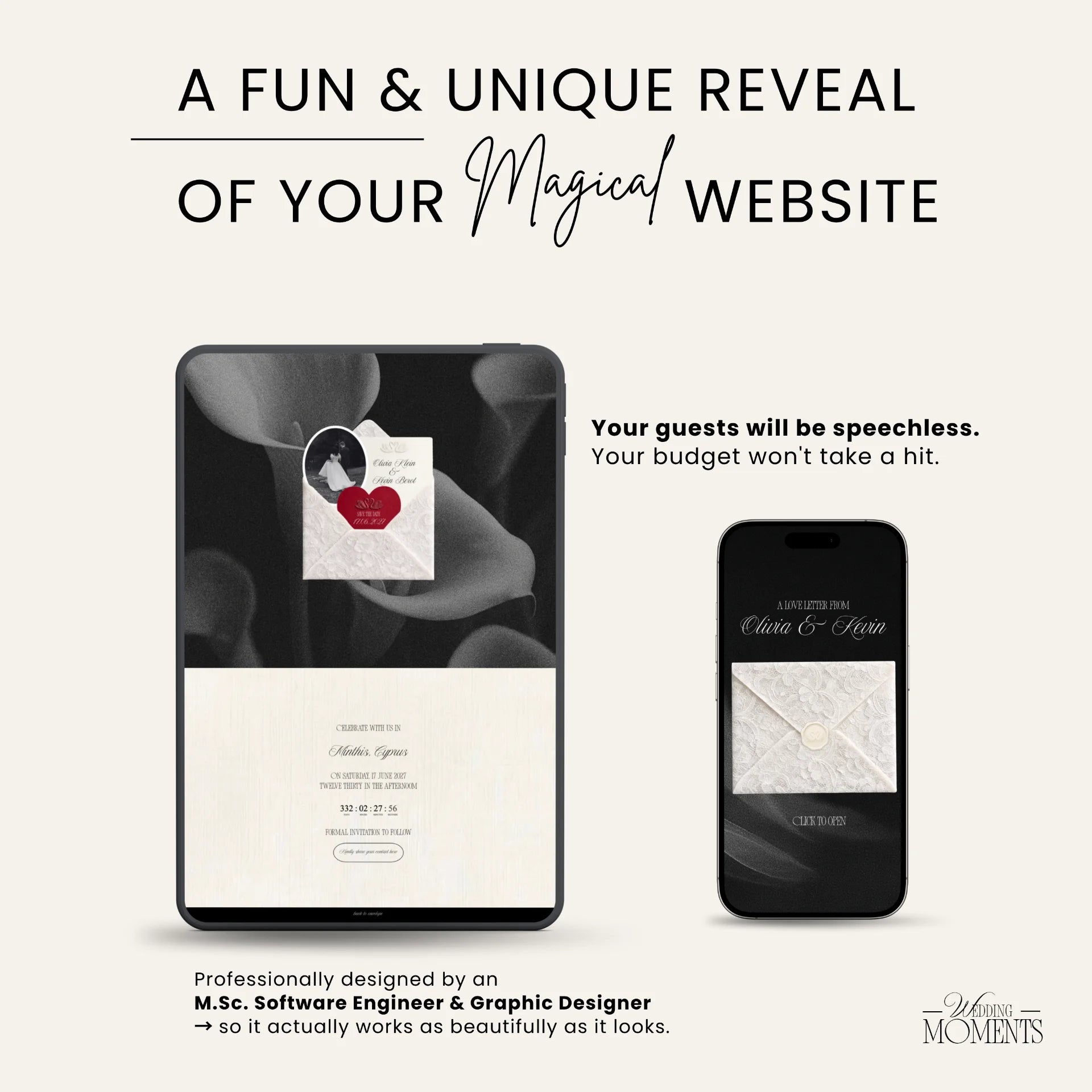 Save the Date Website Template | Black and White Old Money E001 Wedding Moments Digital Download Wedding Moments