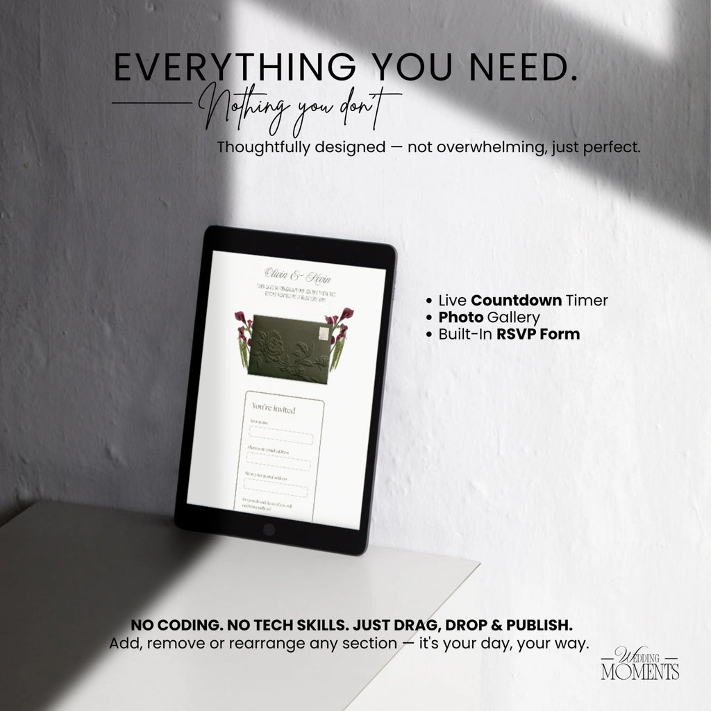 Save the Date Website Template | Olive Green  Envelope Old Money E005 (Kopie)