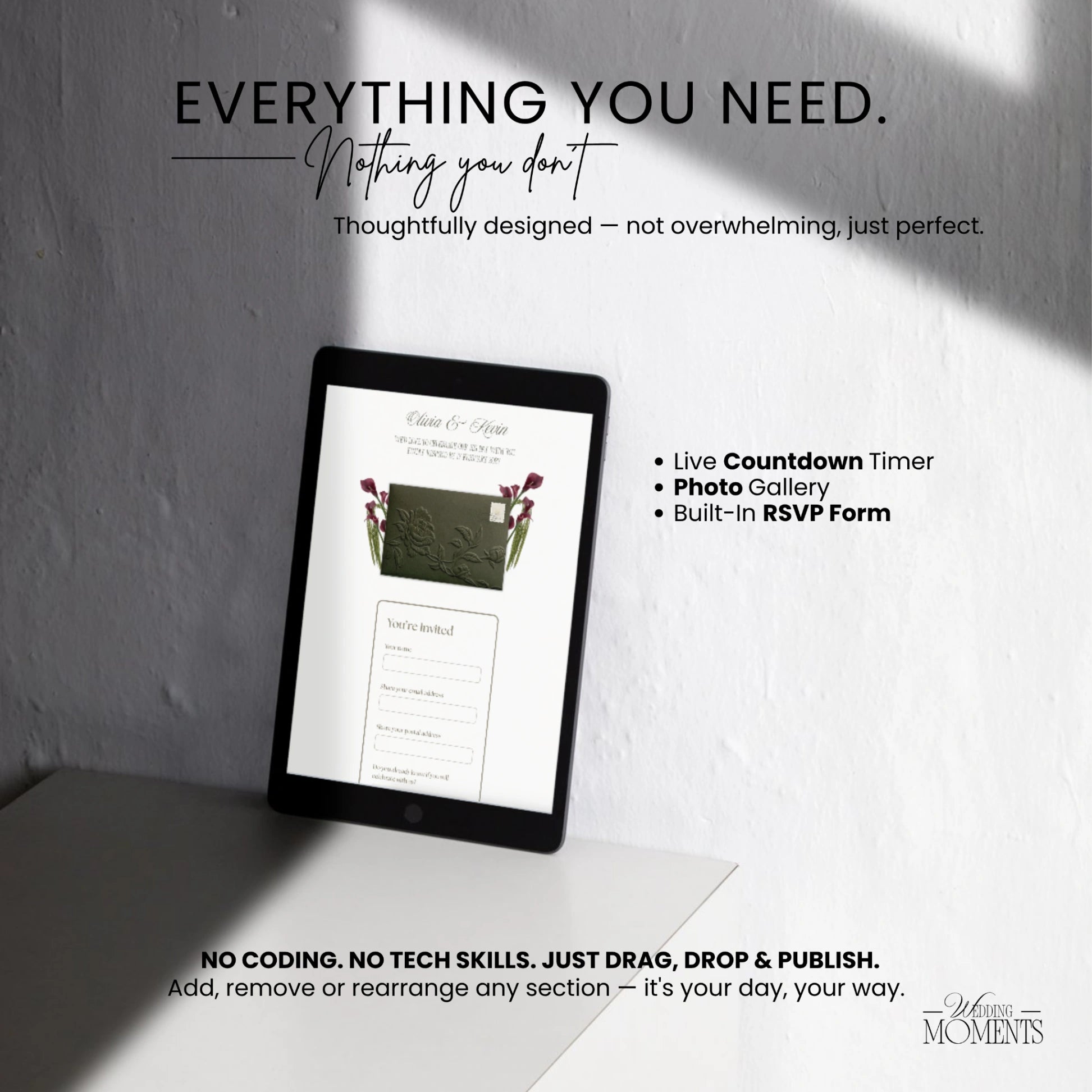 Save the Date Website Template | Olive Green  Envelope Old Money E005 (Kopie)