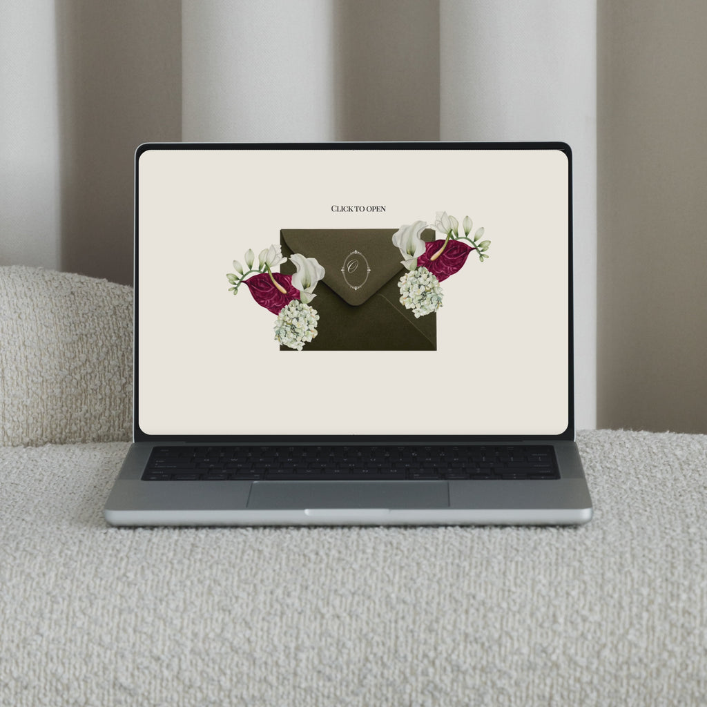 Save the Date Website Template | Floral Greige Envelope Old Money E005 (Copy)