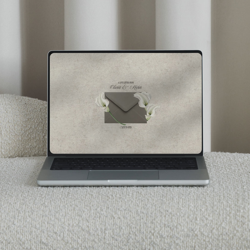 Save the Date Website Template | Floral Greige Envelope Old Money A001