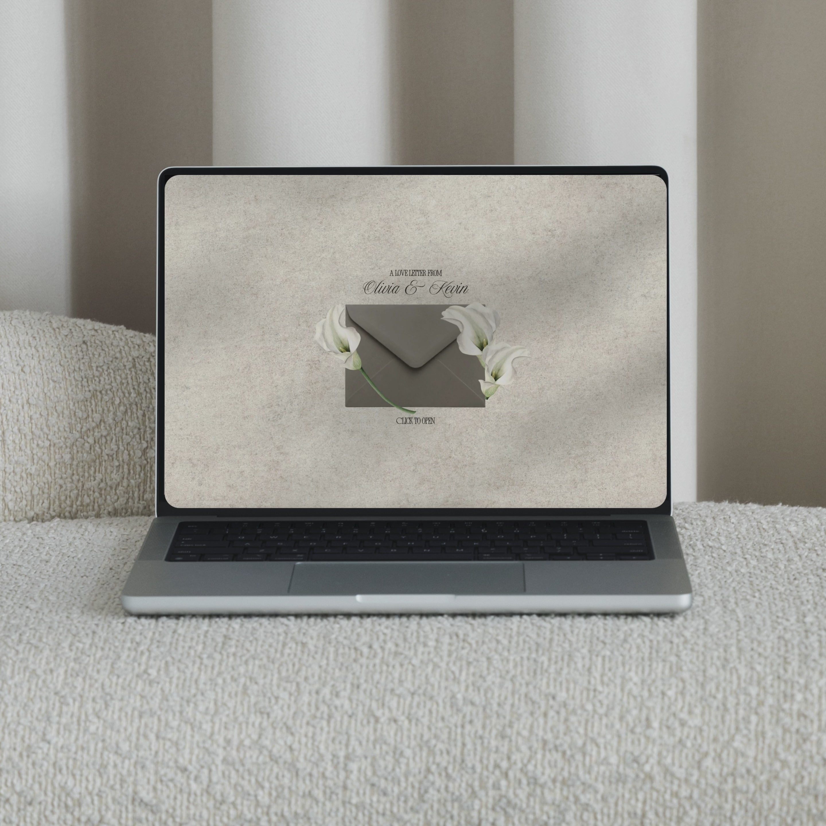 Save the Date Website Template | Floral Greige Envelope Old Money A001